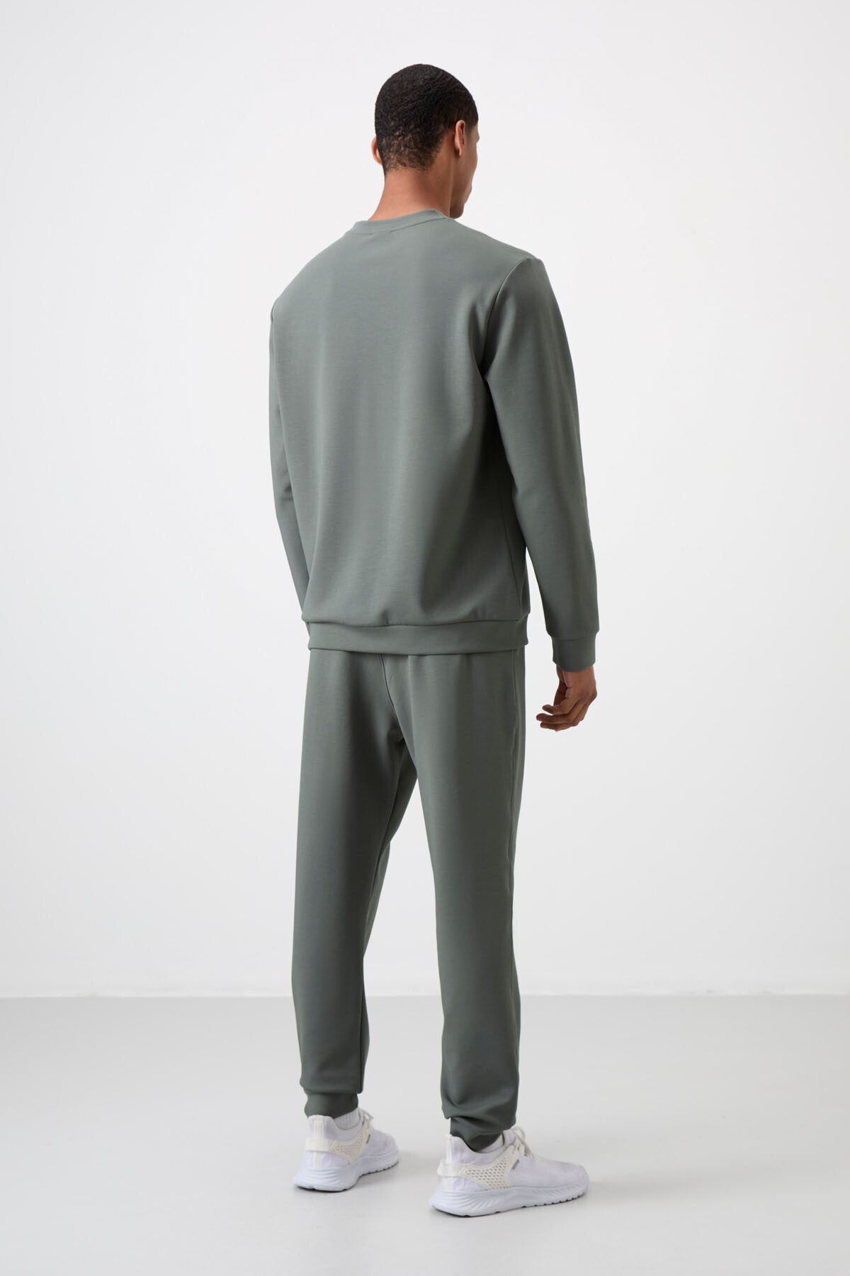 Image of Haki - Haki Pamuklu Kalın Yumuşak Dokulu Comfort Fit Baskılı Erkek Eşofman Takım - 85253