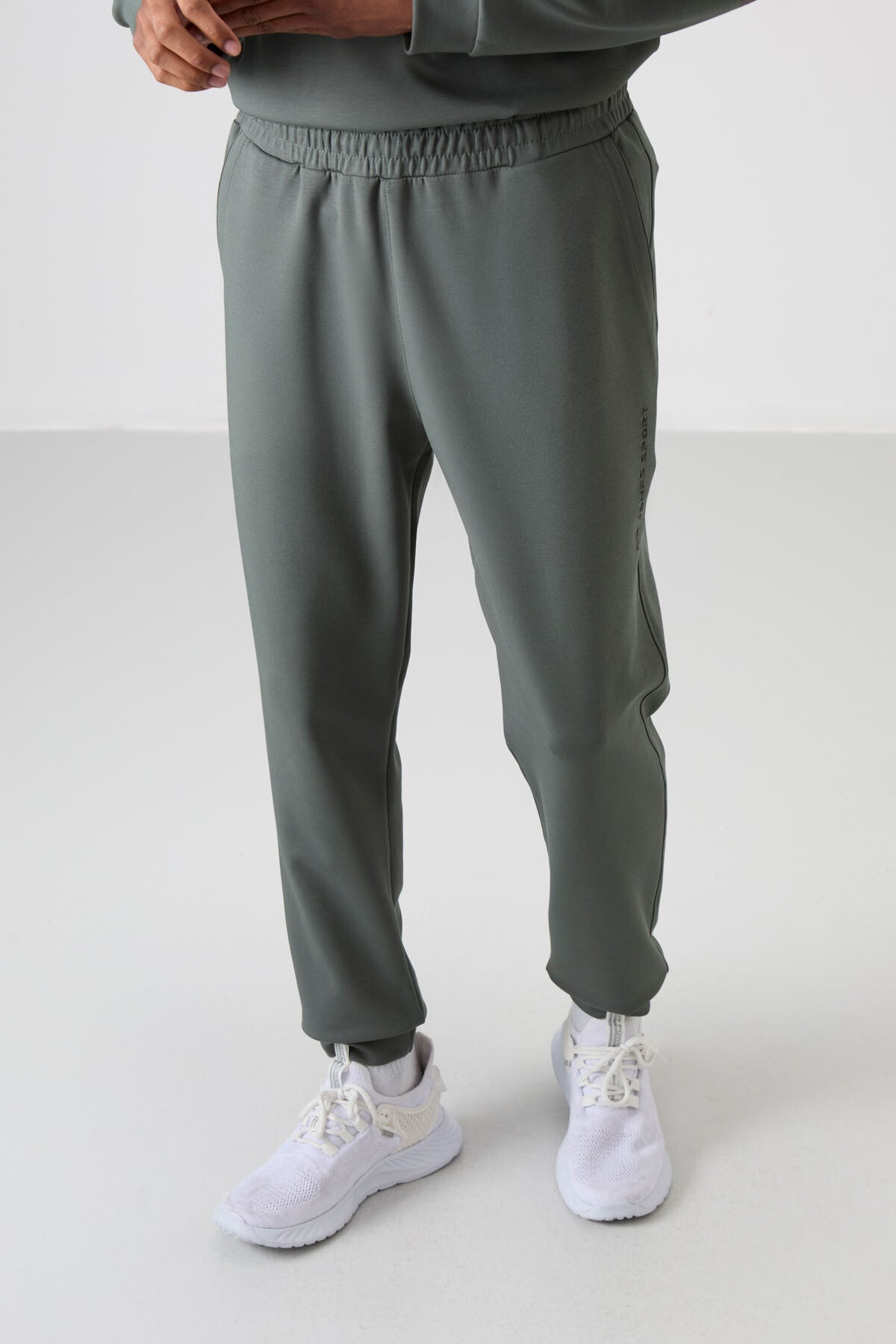 Image of Haki - Haki Pamuklu Kalın Yumuşak Dokulu Comfort Fit Baskılı Erkek Eşofman Takım - 85253