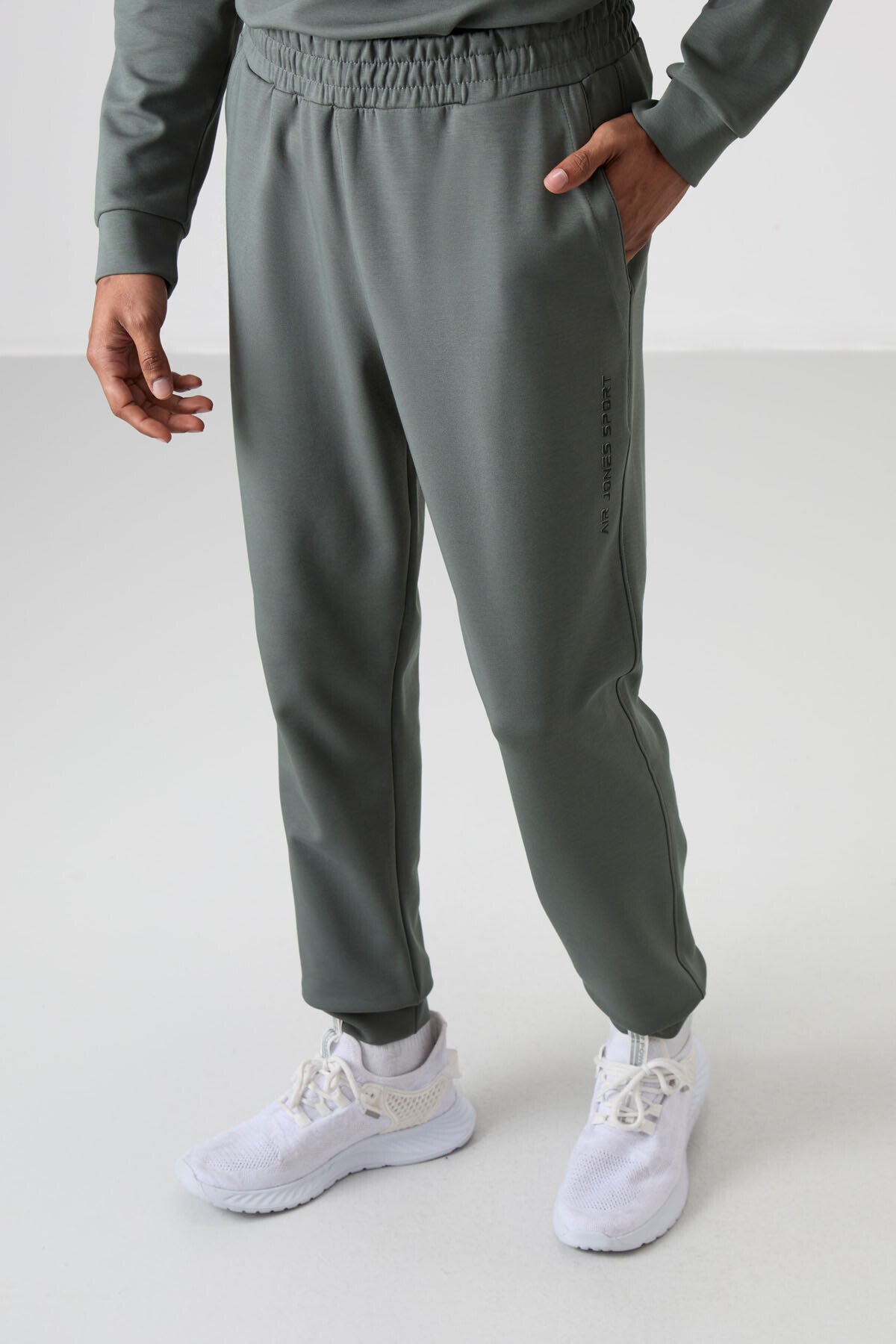 Image of Haki - Haki Pamuklu Kalın Yumuşak Dokulu Comfort Fit Baskılı Erkek Eşofman Takım - 85253