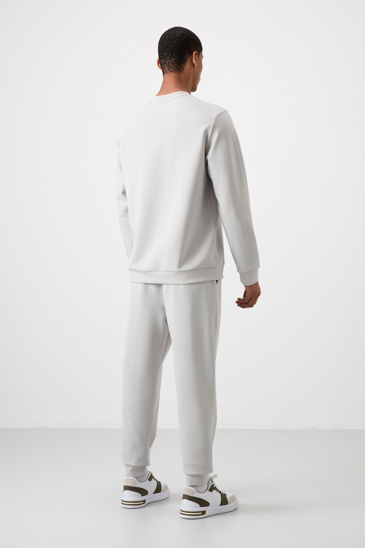 Image of Taş Pamuklu Kalın Yumuşak Dokulu Comfort Fit Baskılı Erkek Eşofman Takım - 85253