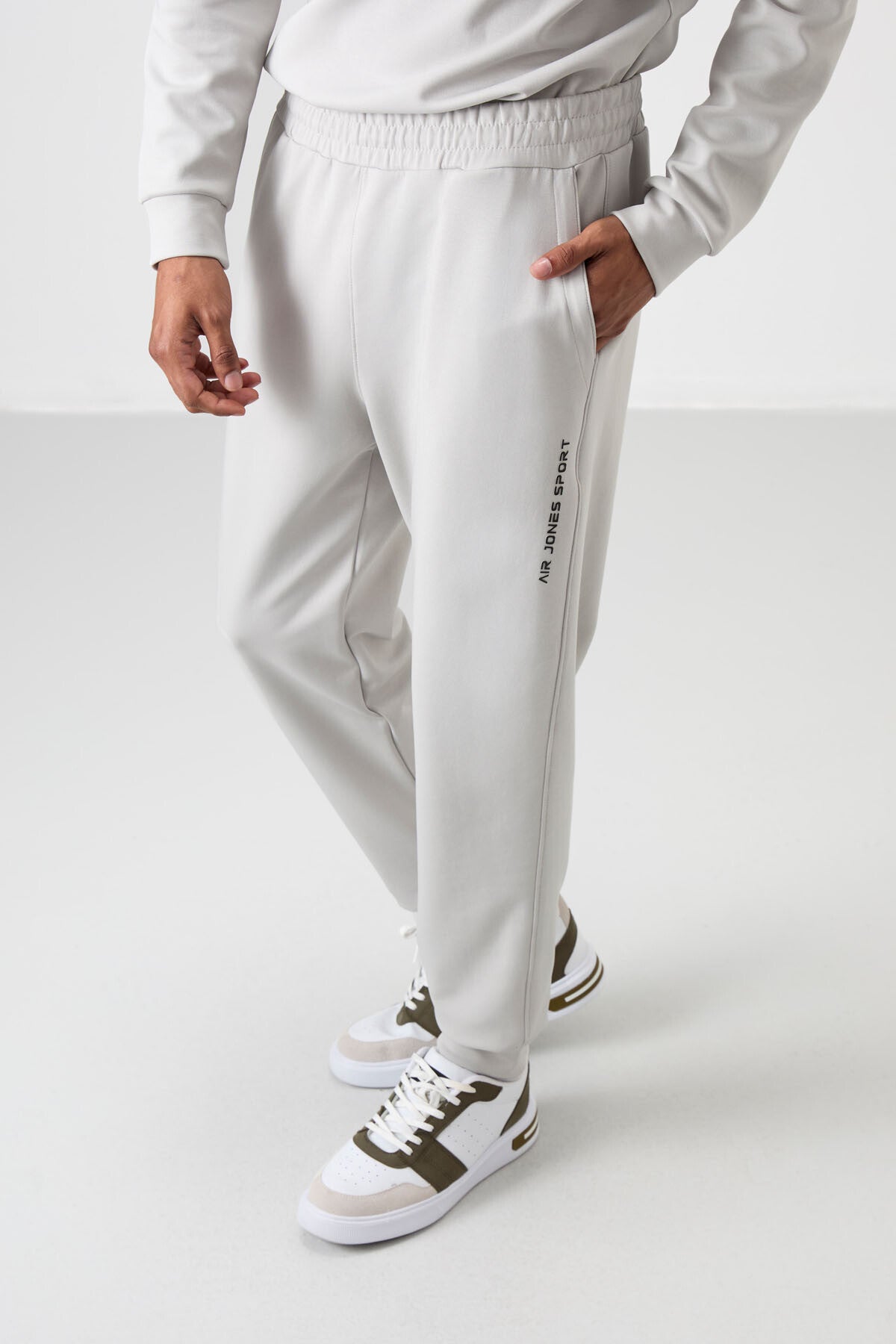 Image of Taş Pamuklu Kalın Yumuşak Dokulu Comfort Fit Baskılı Erkek Eşofman Takım - 85253
