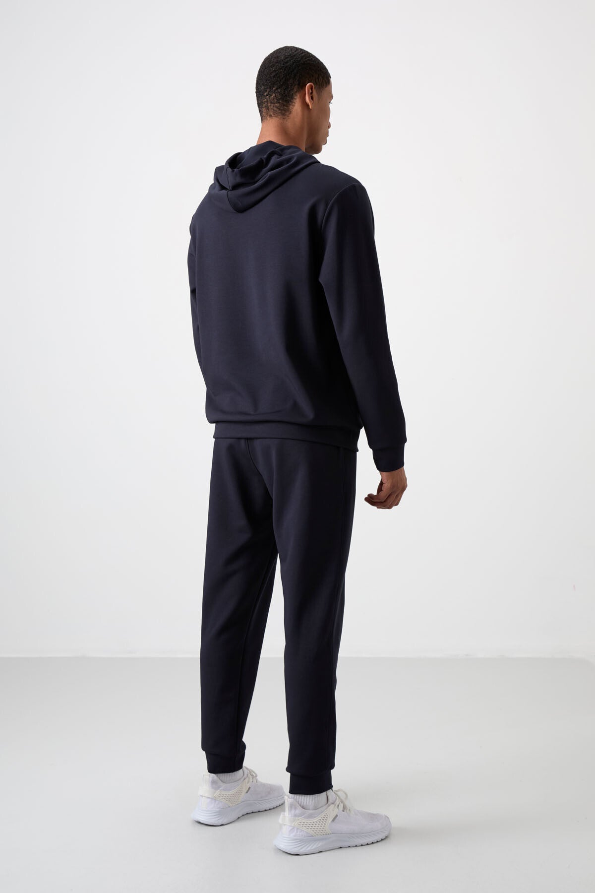 Image of Lacivert Pamuklu Kalın Yumuşak Dokulu Comfort Fit Nakışlı Erkek Eşofman Takım - 85255