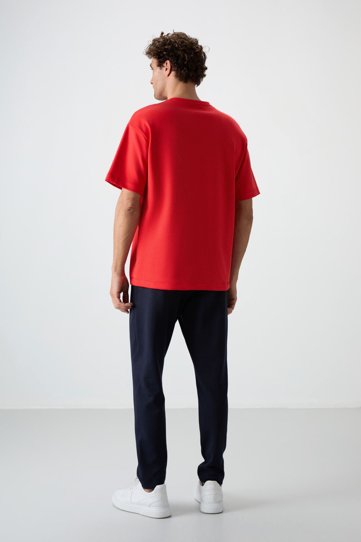 Image of Fiesta - Lacivert Pamuklu Kalın Yumuşak Dokulu Oversize Fit Basic Erkek Eşofman Takım - 85251