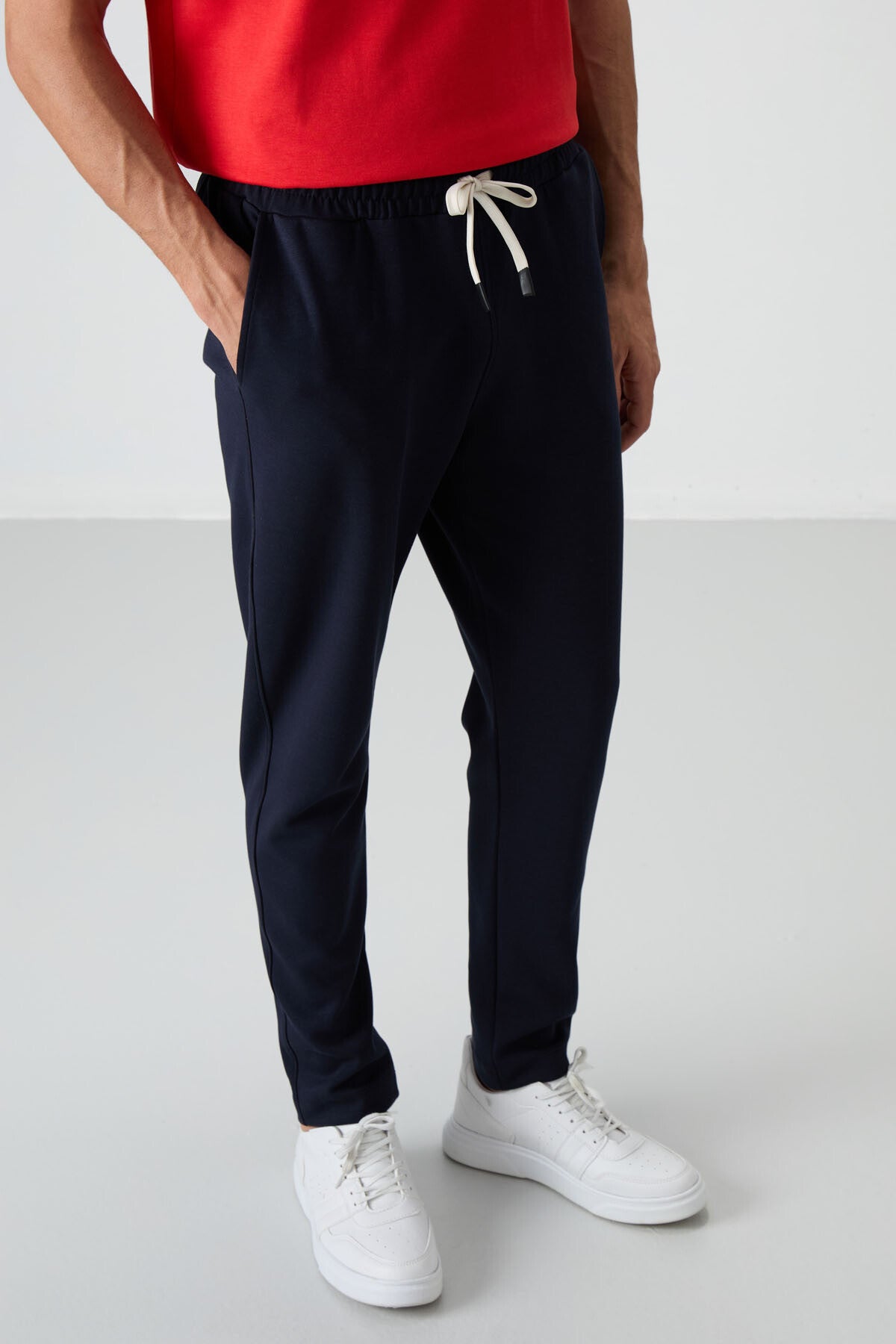 Image of Fiesta - Lacivert Pamuklu Kalın Yumuşak Dokulu Oversize Fit Basic Erkek Eşofman Takım - 85251