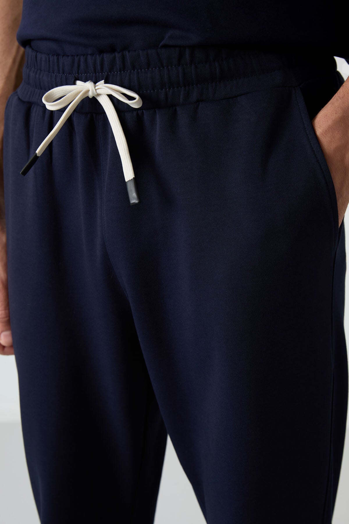 Image of Lacivert Pamuklu Kalın Yumuşak Dokulu Oversize Fit Basic Erkek Eşofman Takım - 85251