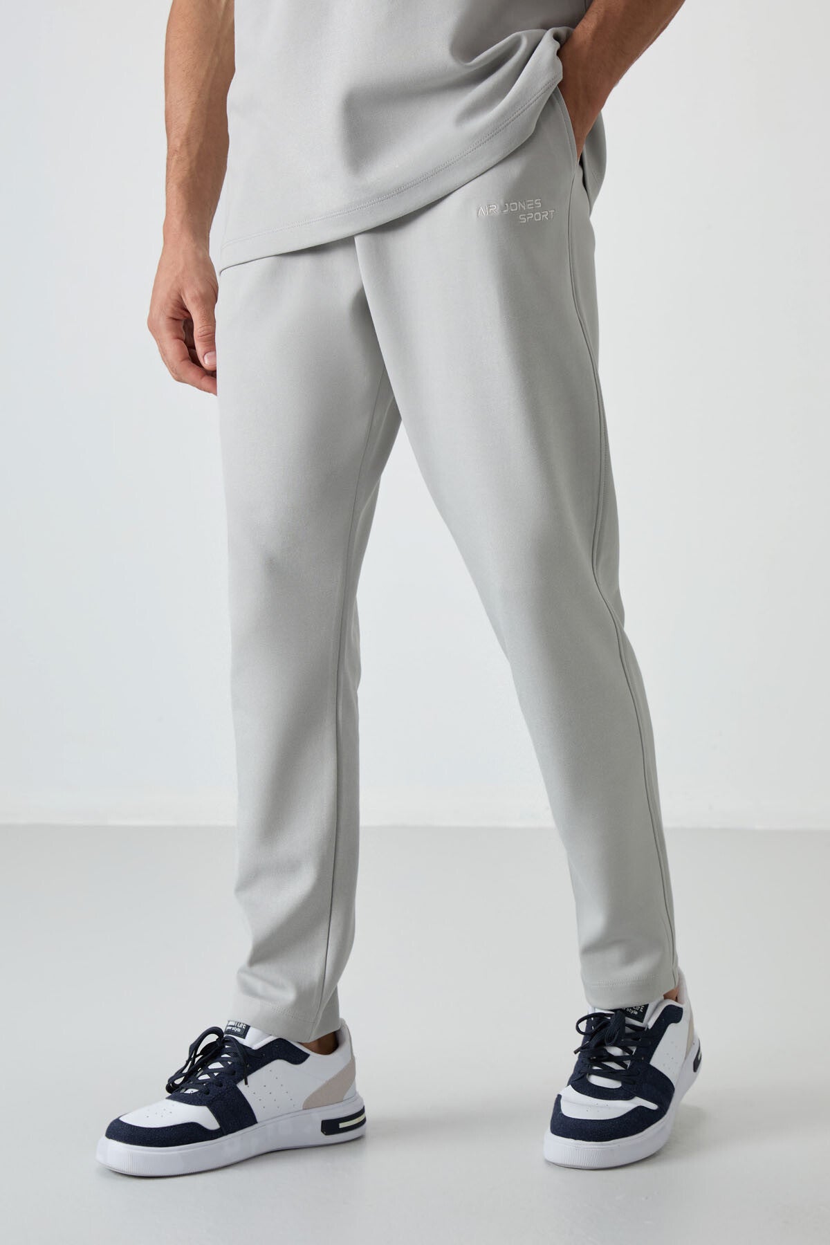 Image of Taş Pamuklu Kalın Yumuşak Dokulu Oversize Fit Nakışlı Erkek Eşofman Takım - 85252
