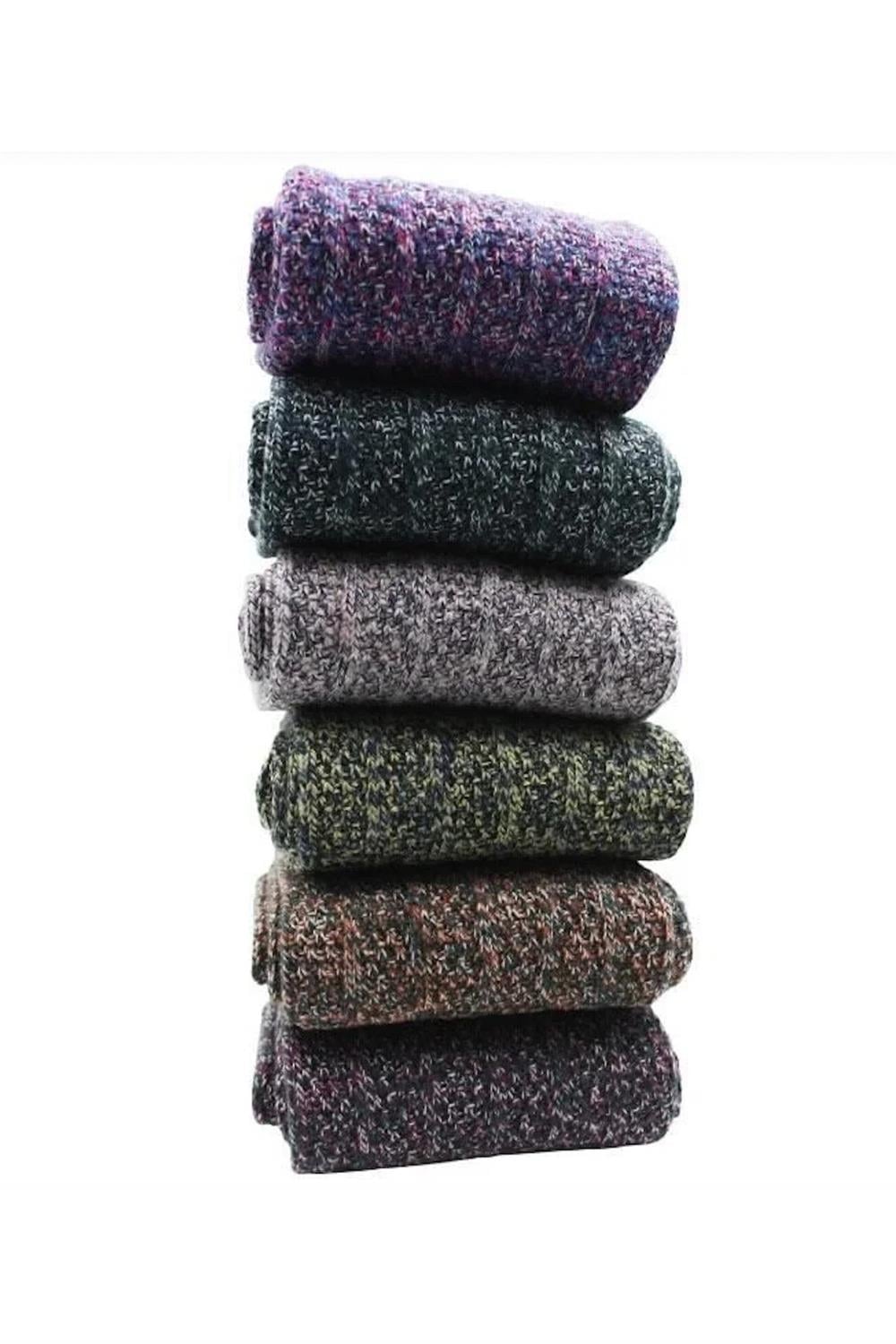 Image of Șosete de iarnă până la gleznă pentru bărbați, multicolore, pachet de 6