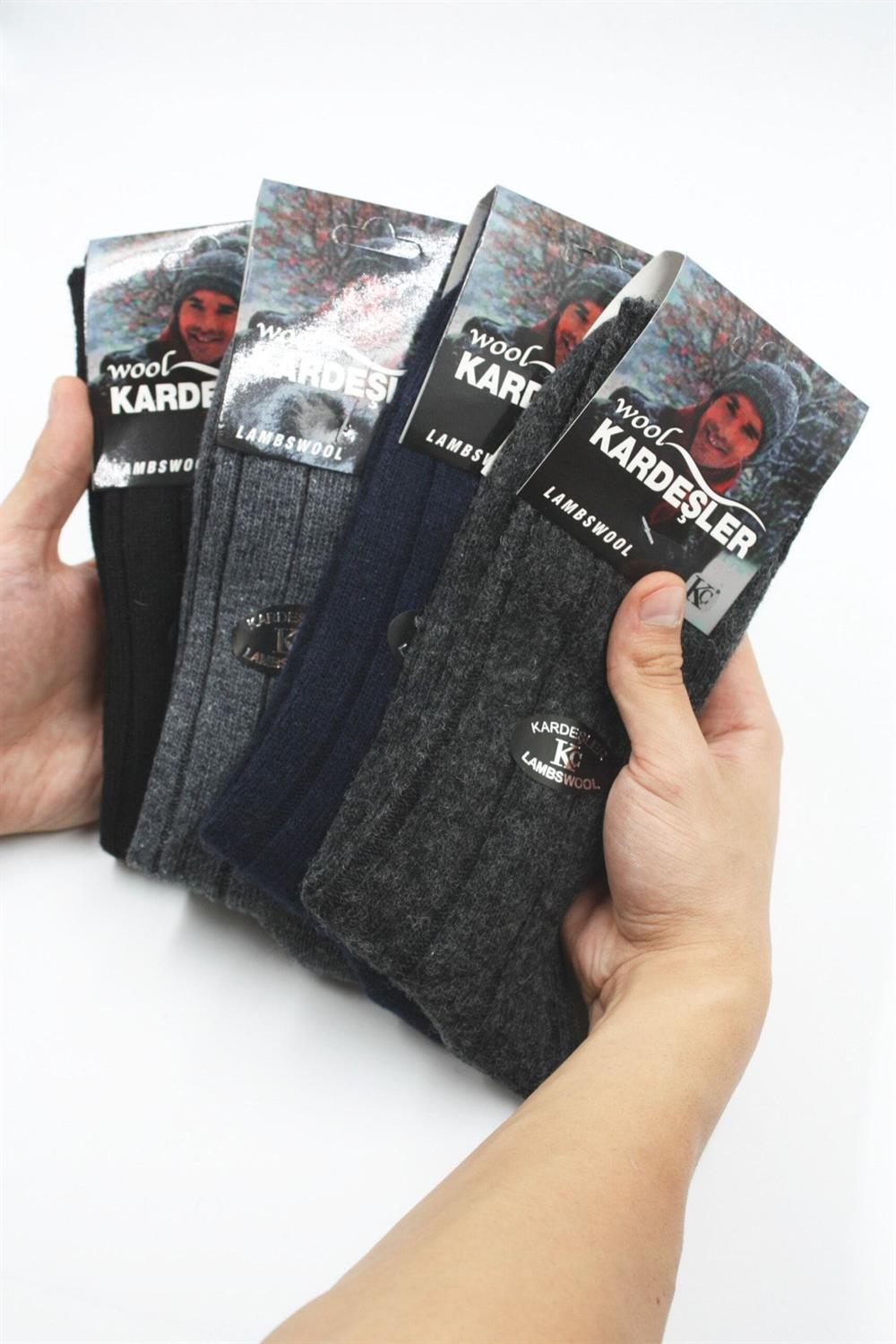 Image of Erkek Lambswool Yün Kışlık Soket Çorap Çok Renkli 4'Lü Paket