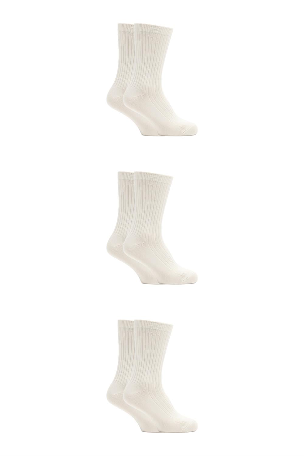 Image of Men's Organic Wool Winter Ankle Socks, Cream, 3-Pack