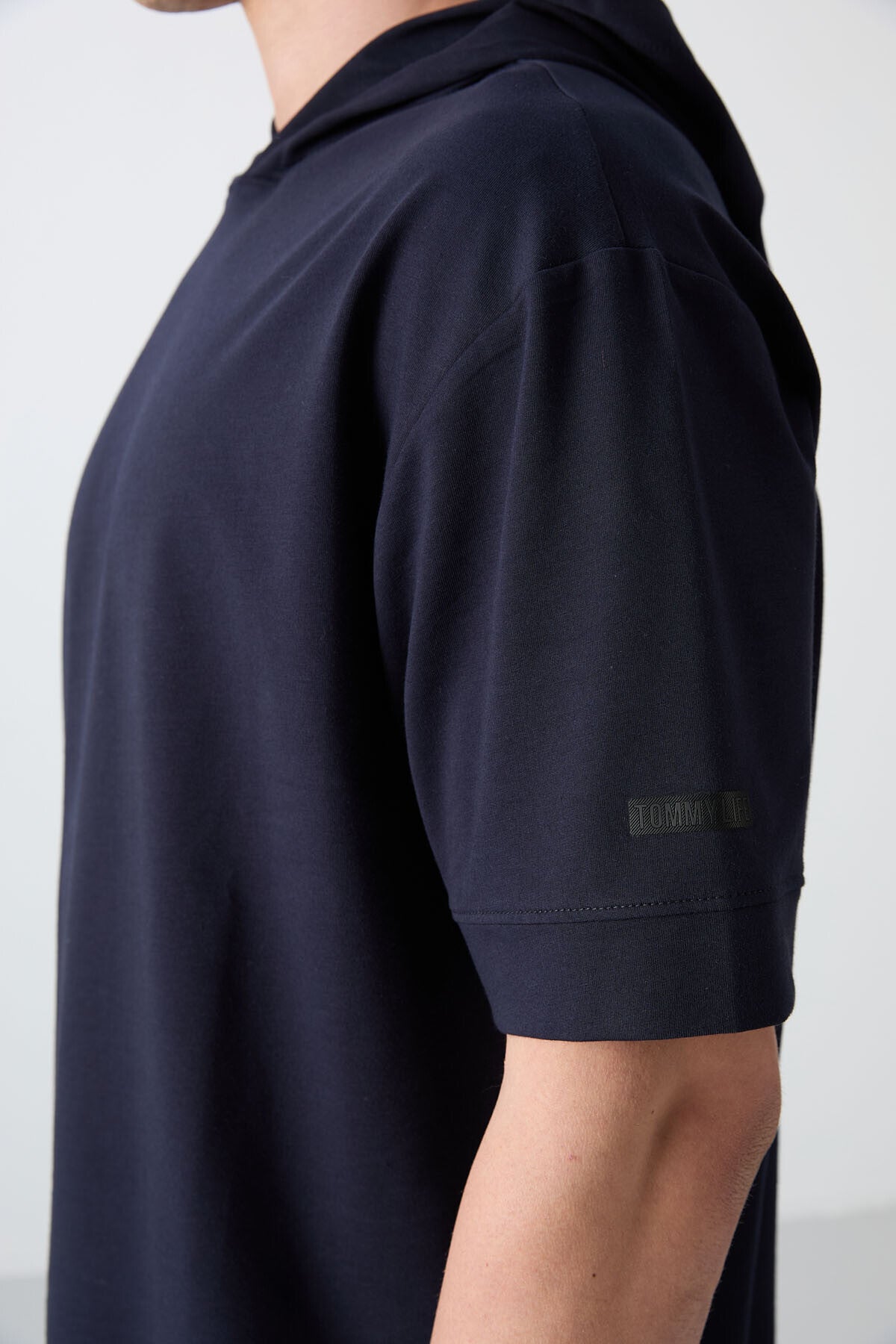 Image of Lacivert Pamuklu Kalın Yumuşak Dokulu Oversize Fit Basic Erkek T-Shirt - 88352