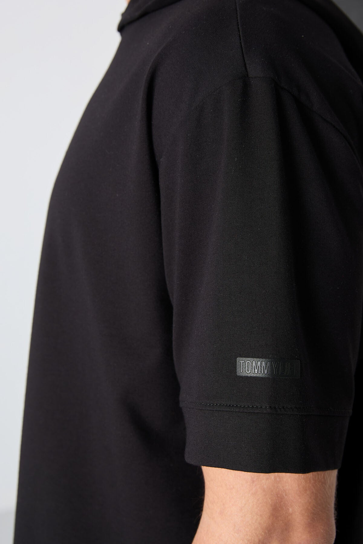 Image of Siyah Pamuklu Kalın Yumuşak Dokulu Oversize Fit Basic Erkek T-Shirt - 88352