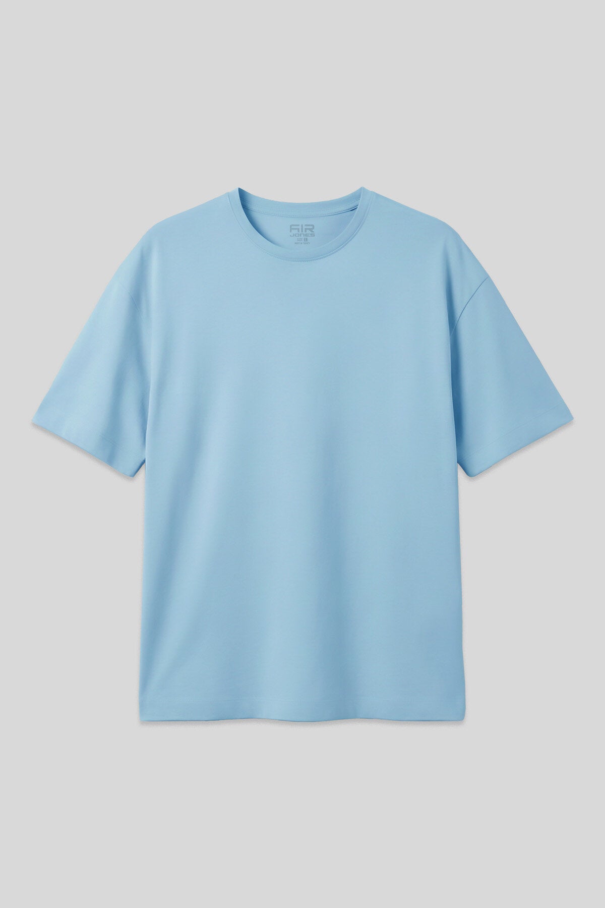 Image of Açık Mavi %100 Pamuk Kalın Yumuşak Dokulu Oversize Fit Basic Erkek T-Shirt - 88353