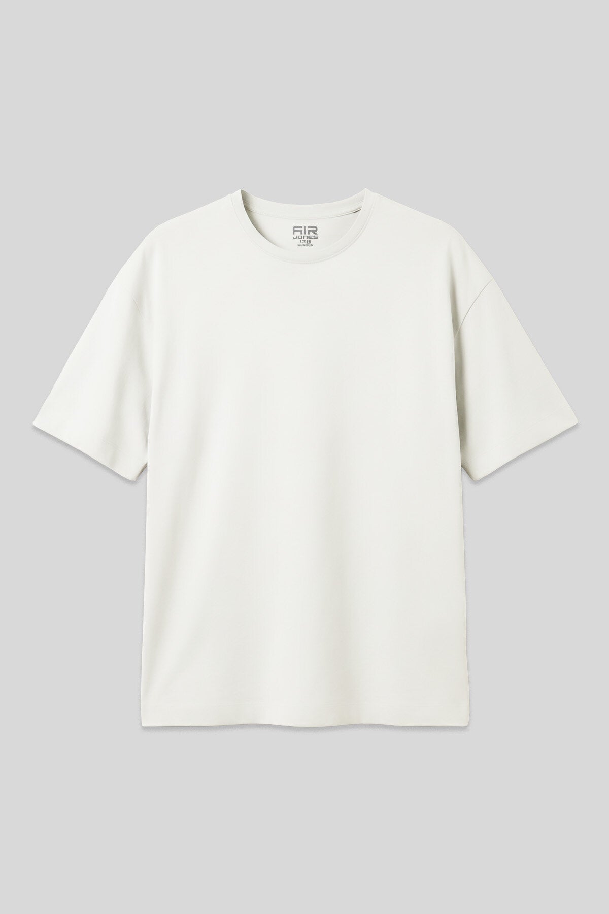 Image of Tricou bărbătesc basic, alb-gălbui, din bumbac gros, texturat, supradimensionat, croială groasă - 88377