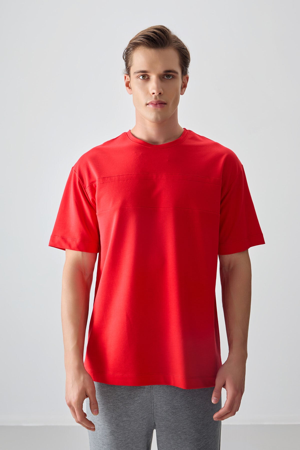 Image of Fiesta Pamuklu Kalın Yumuşak Dokulu Oversize Fit Basic Erkek T-Shirt - 88378