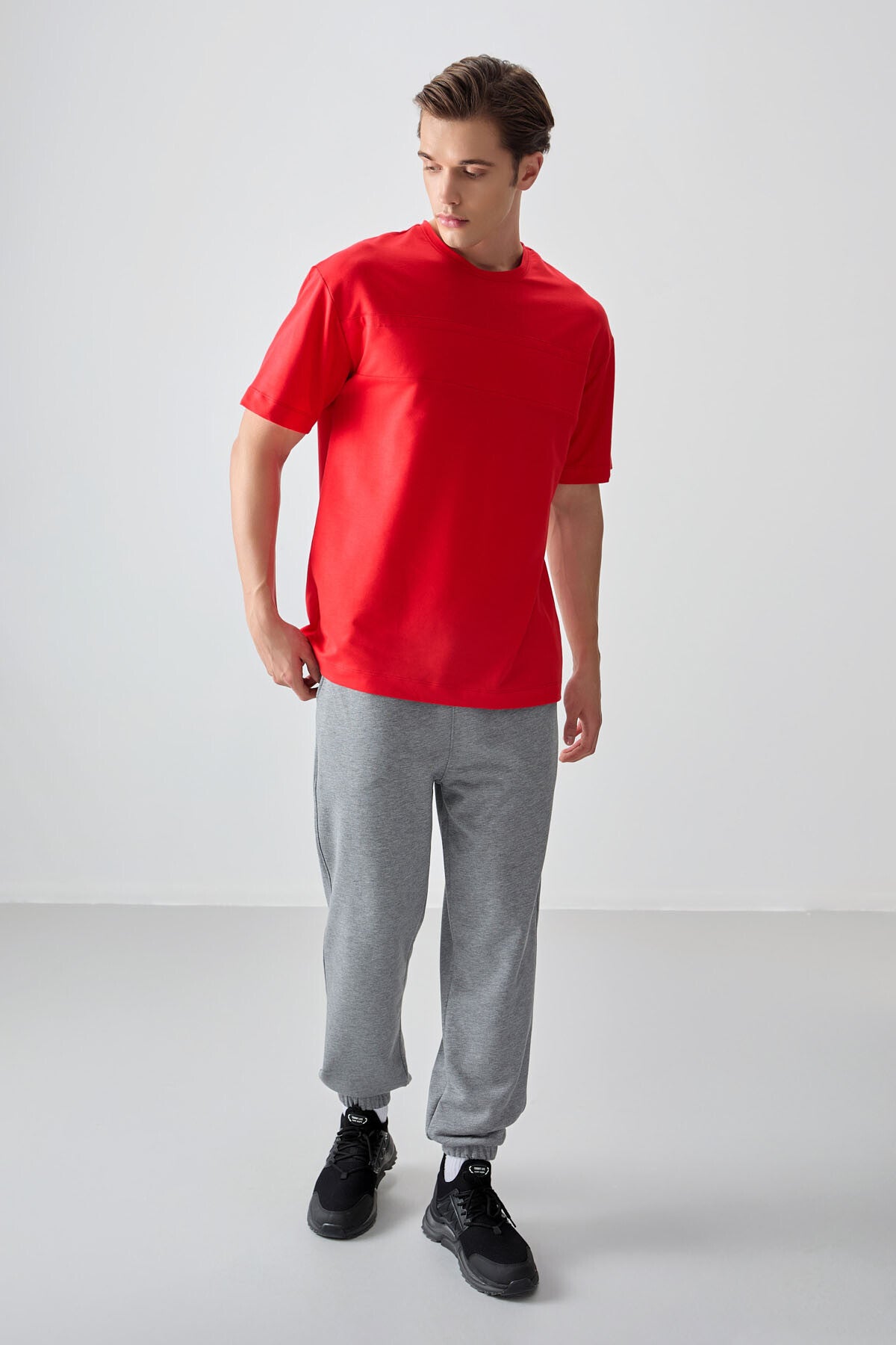 Image of Fiesta Pamuklu Kalın Yumuşak Dokulu Oversize Fit Basic Erkek T-Shirt - 88378