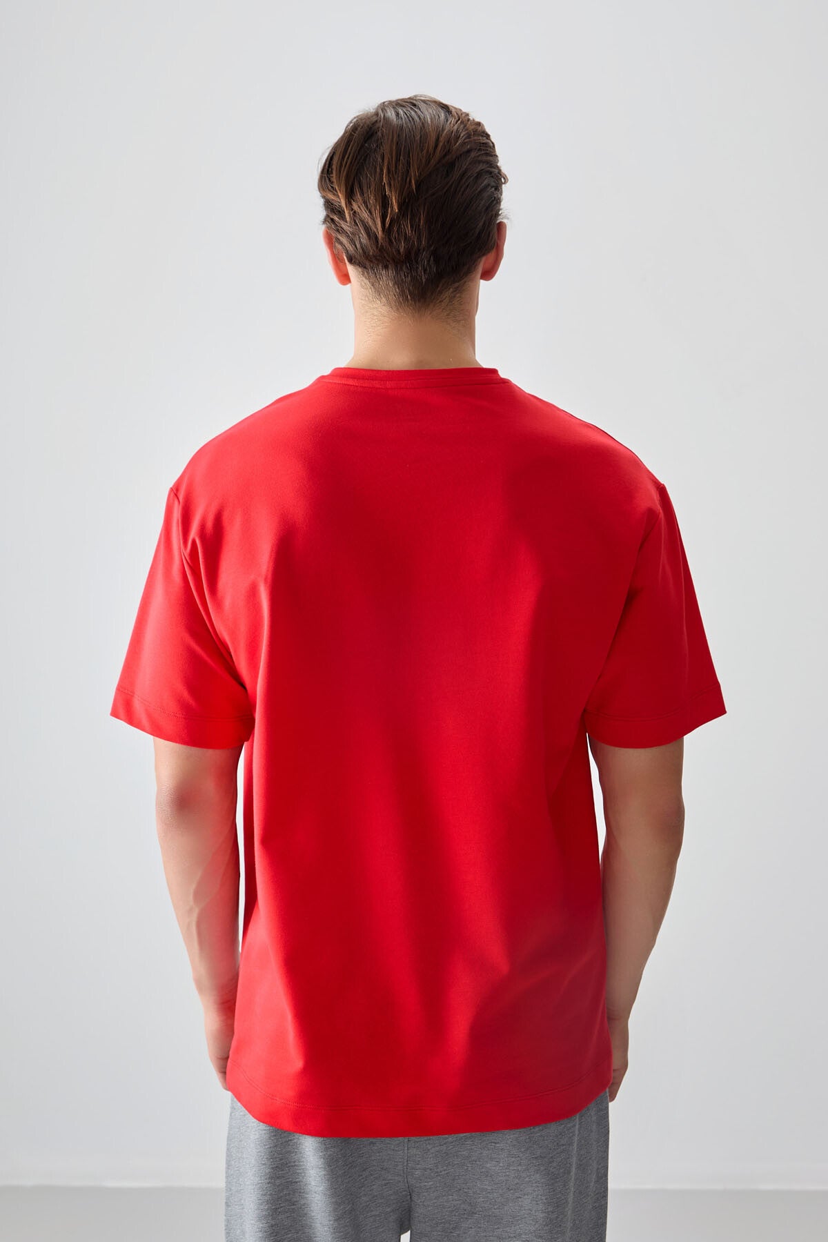 Image of Fiesta Pamuklu Kalın Yumuşak Dokulu Oversize Fit Basic Erkek T-Shirt - 88378