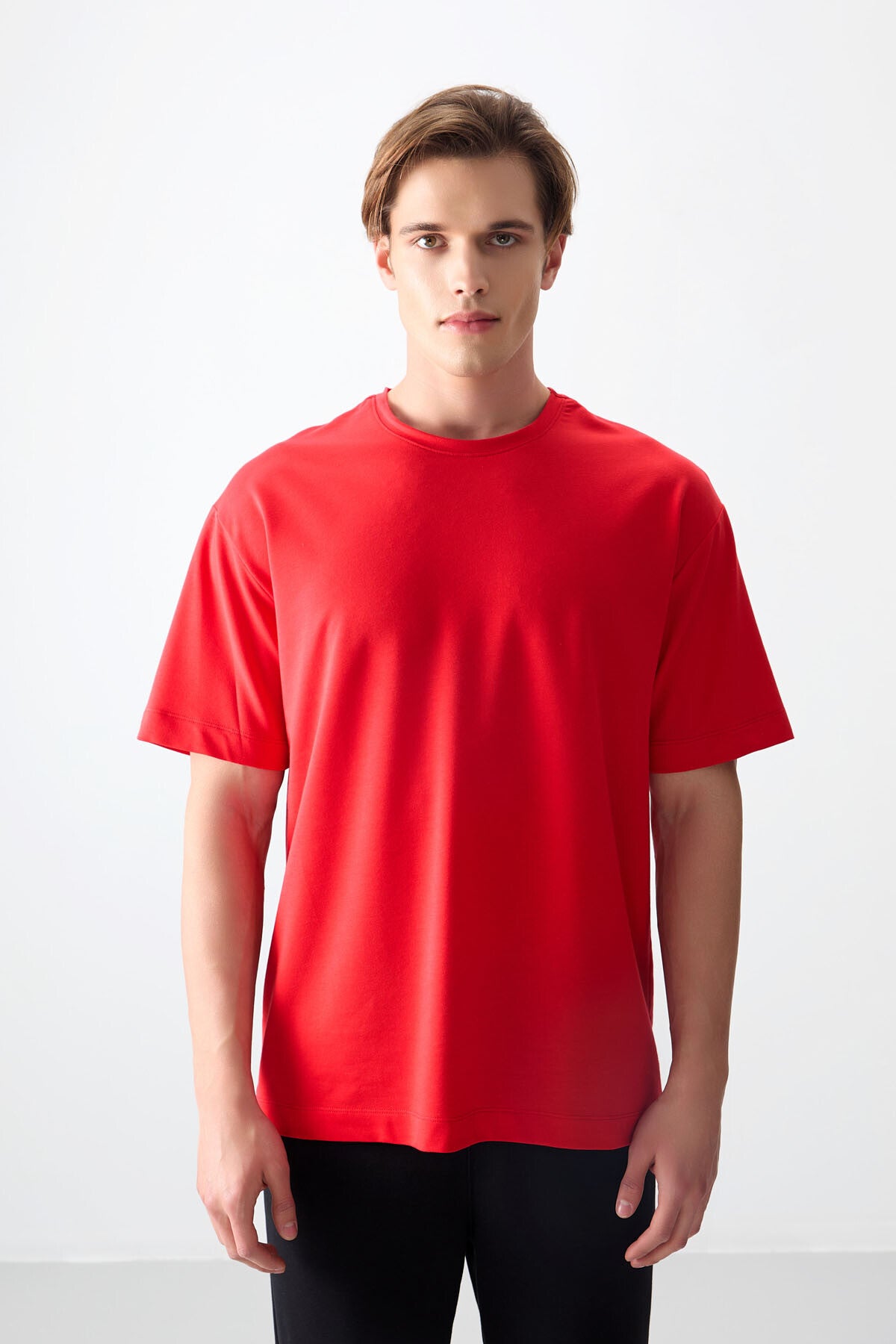 Image of Fiesta Pamuklu Kalın Yumuşak Dokulu Oversize Fit Basic Erkek T-Shirt - 88377