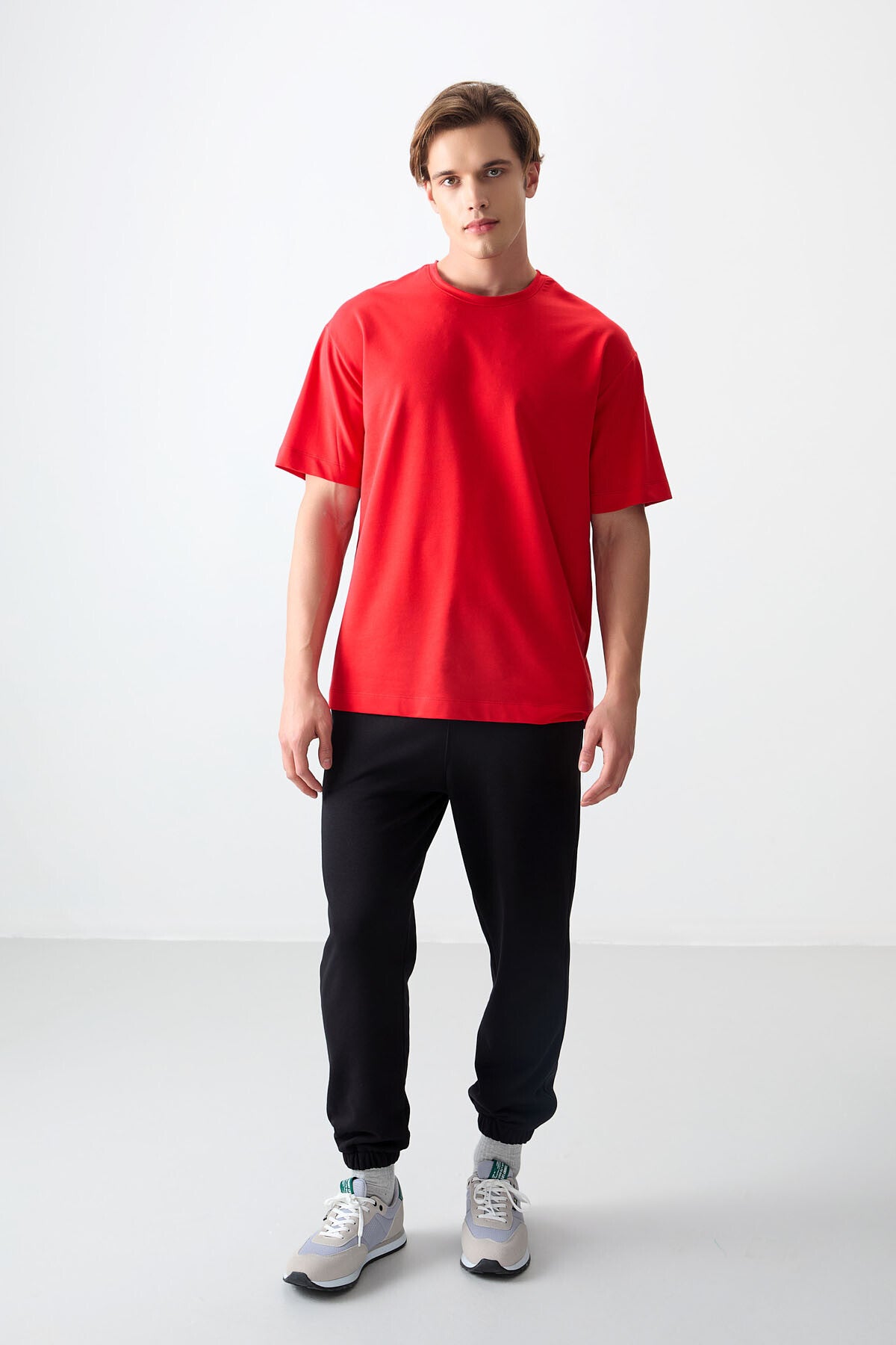 Image of Fiesta Pamuklu Kalın Yumuşak Dokulu Oversize Fit Basic Erkek T-Shirt - 88377