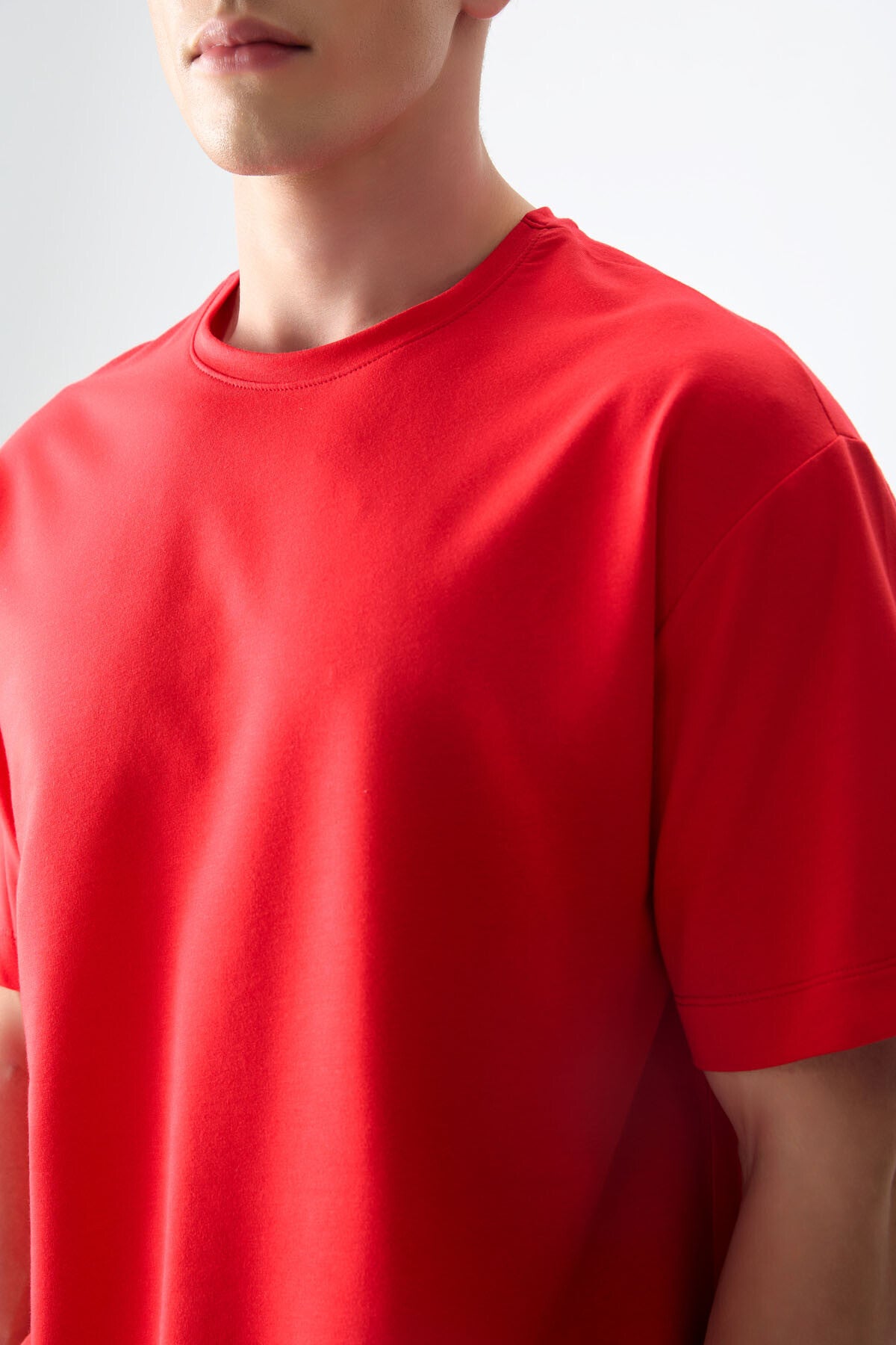 Image of Fiesta Pamuklu Kalın Yumuşak Dokulu Oversize Fit Basic Erkek T-Shirt - 88377