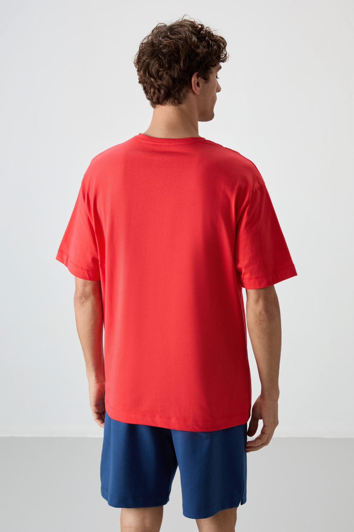Image of Fiesta %100 Pamuk Kalın Yumuşak Dokulu Oversize Fit Baskılı Erkek T-Shirt - 88360