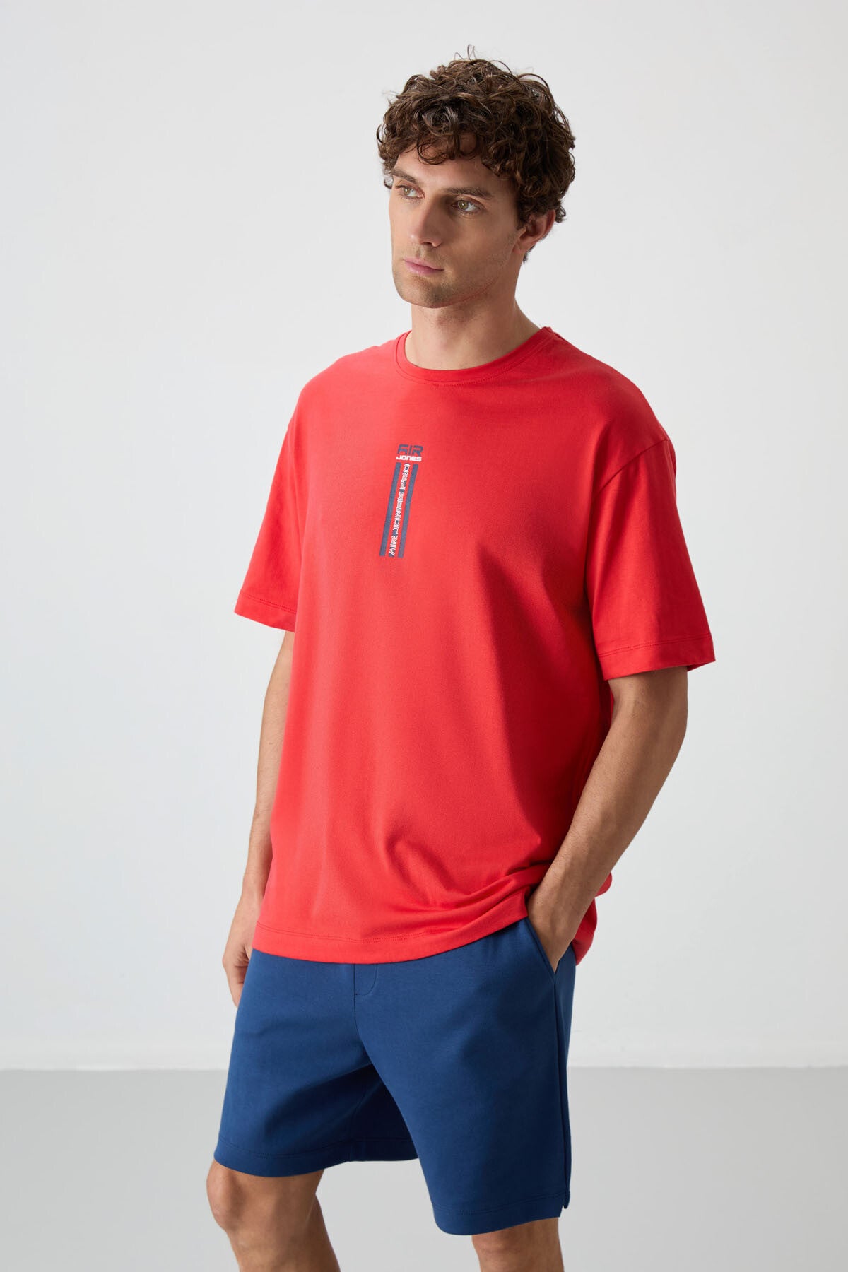 Image of Tricou bărbătesc Fiesta, 100% bumbac, gros, texturat, supradimensionat, imprimat - 88360
