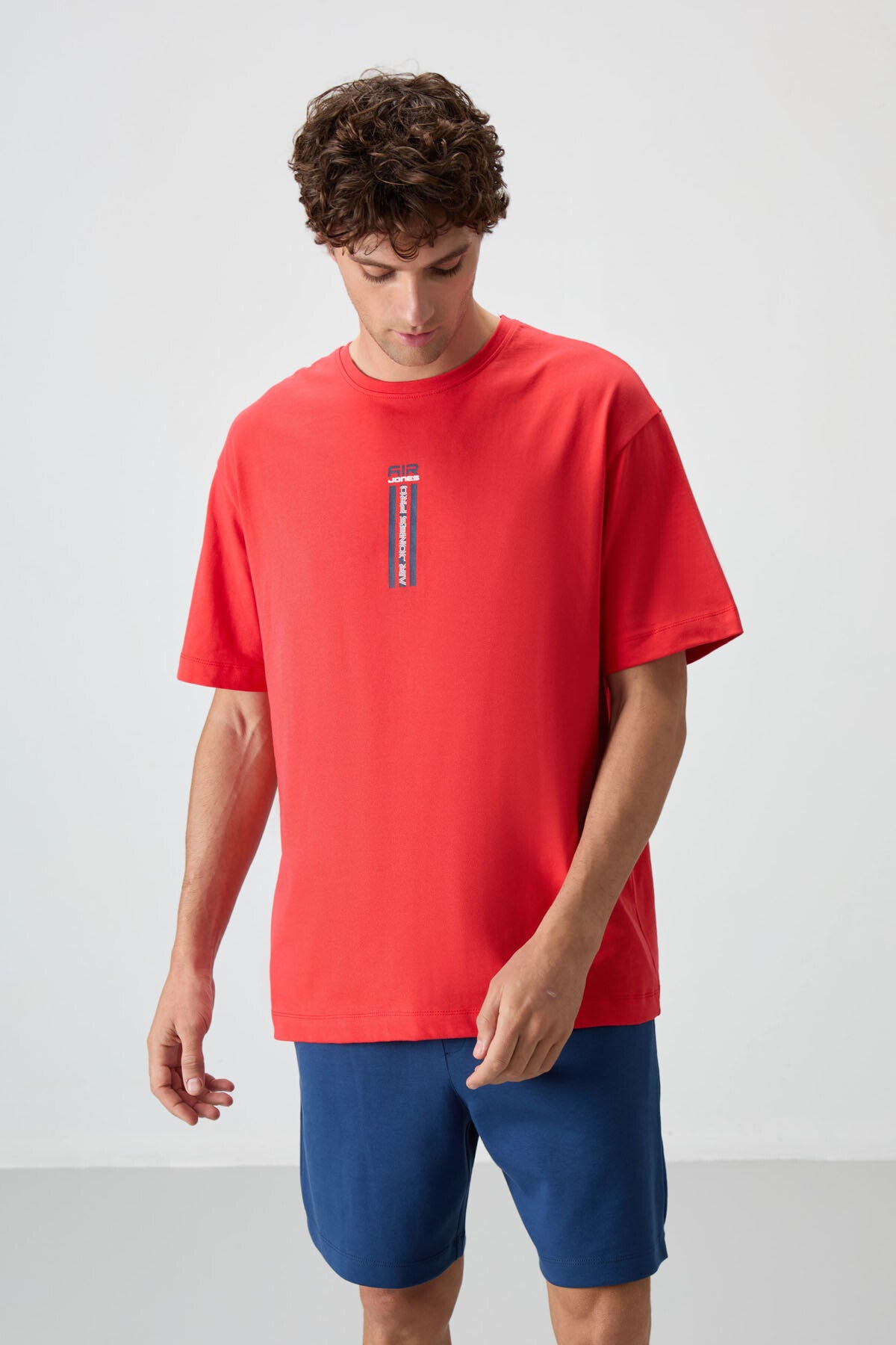 Image of Tricou bărbătesc Fiesta, 100% bumbac, gros, texturat, supradimensionat, imprimat - 88360