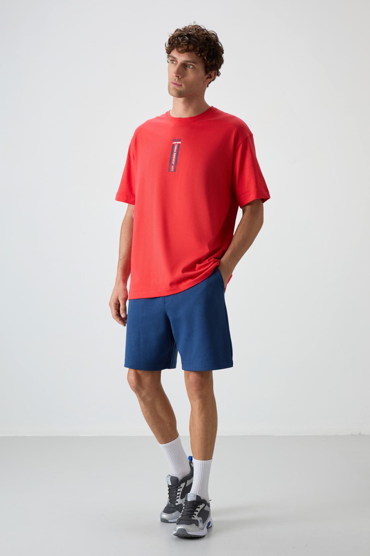 Image of Tricou bărbătesc Fiesta, 100% bumbac, gros, texturat, supradimensionat, imprimat - 88360