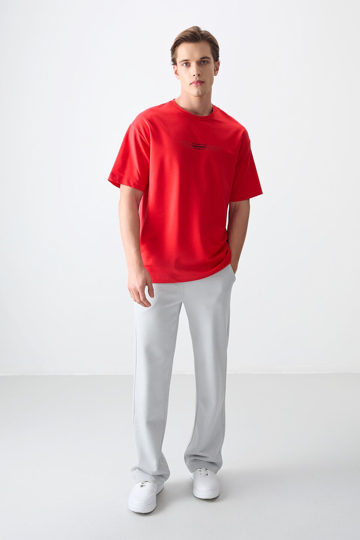 Image of Fiesta Pamuklu Kalın Yumuşak Dokulu Oversize Fit Baskılı Erkek T-Shirt - 88374