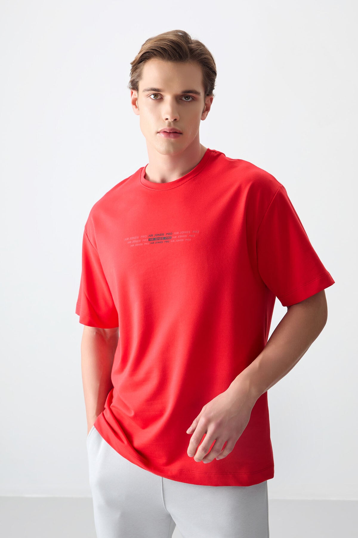Image of Fiesta Pamuklu Kalın Yumuşak Dokulu Oversize Fit Baskılı Erkek T-Shirt - 88374