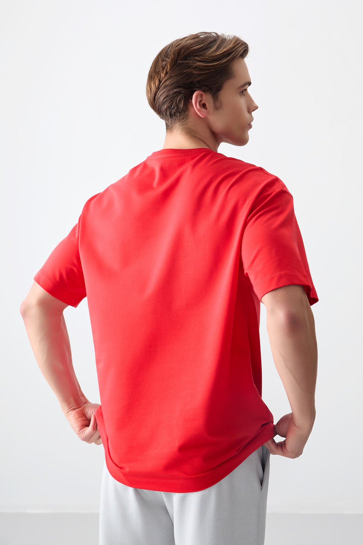 Image of Fiesta Pamuklu Kalın Yumuşak Dokulu Oversize Fit Baskılı Erkek T-Shirt - 88374