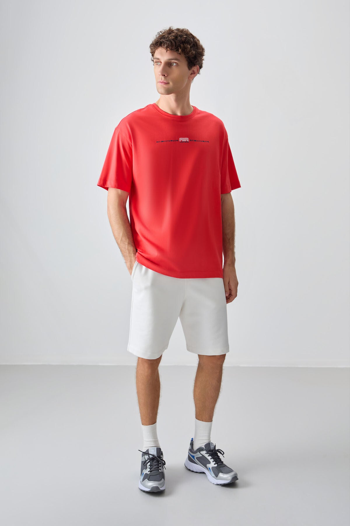 Image of Fiesta %100 Pamuk Kalın Yumuşak Dokulu Oversize Fit Baskılı Erkek T-Shirt - 88357