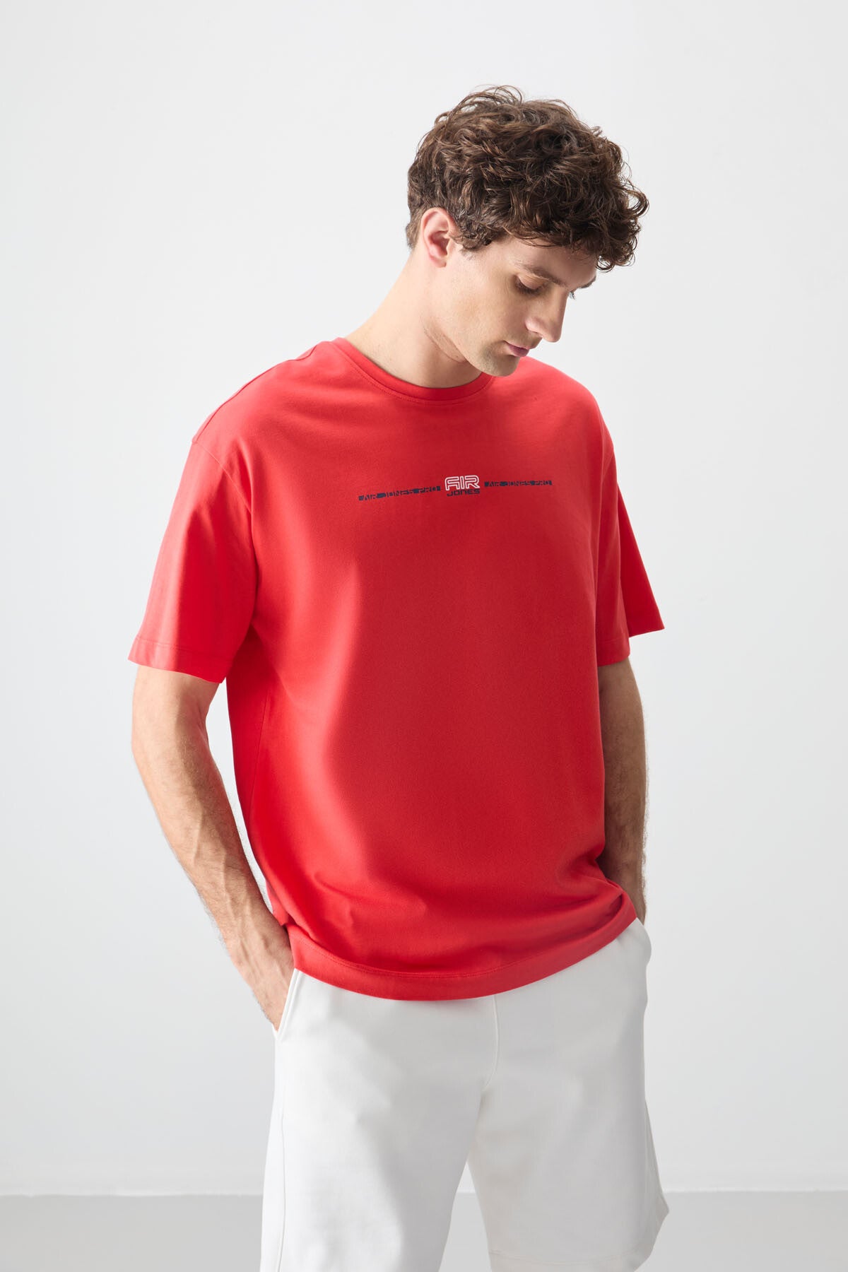 Image of Fiesta %100 Pamuk Kalın Yumuşak Dokulu Oversize Fit Baskılı Erkek T-Shirt - 88357