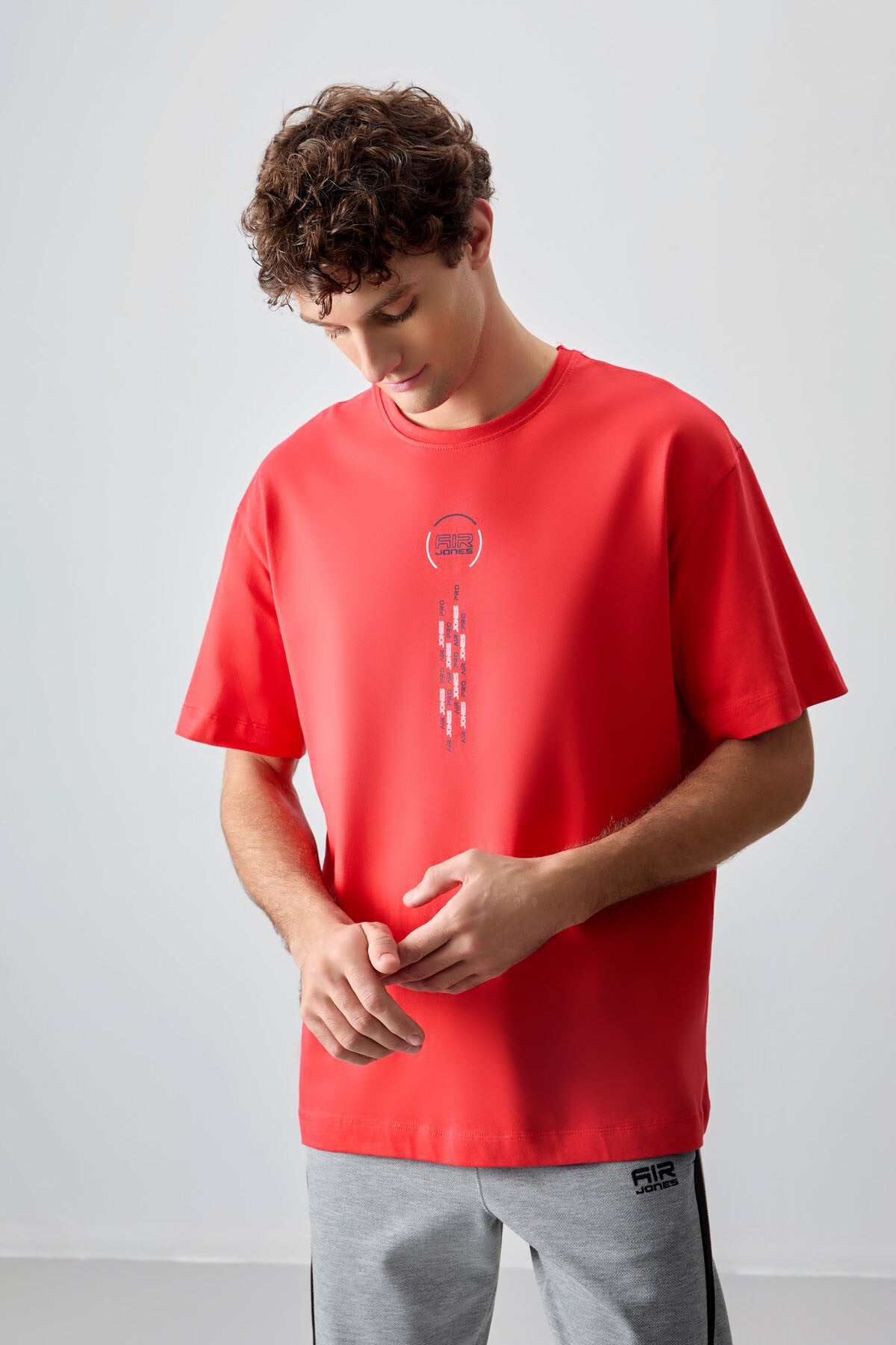 Image of Fiesta %100 Pamuk Kalın Yumuşak Dokulu Oversize Fit Baskılı Erkek T-Shirt - 88355
