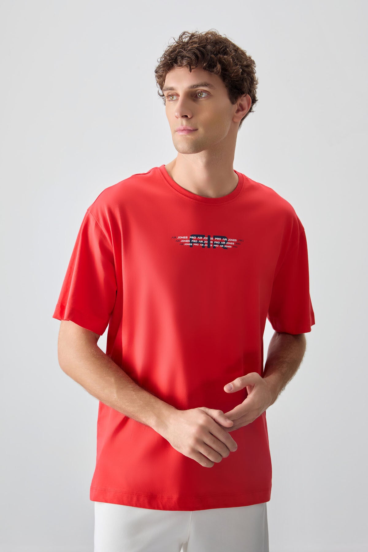 Image of Fiesta %100 Pamuk Kalın Yumuşak Dokulu Oversize Fit Baskılı Erkek T-Shirt - 88356