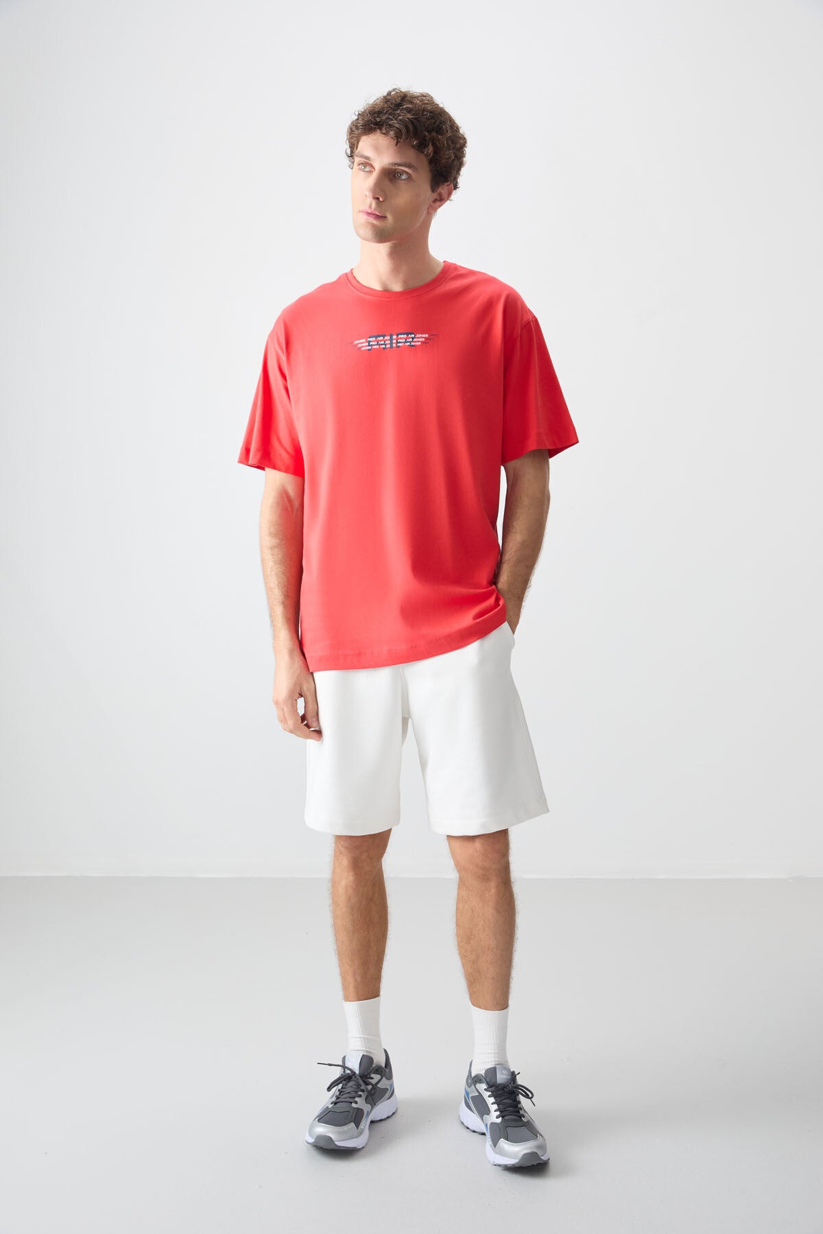 Image of Fiesta %100 Pamuk Kalın Yumuşak Dokulu Oversize Fit Baskılı Erkek T-Shirt - 88356