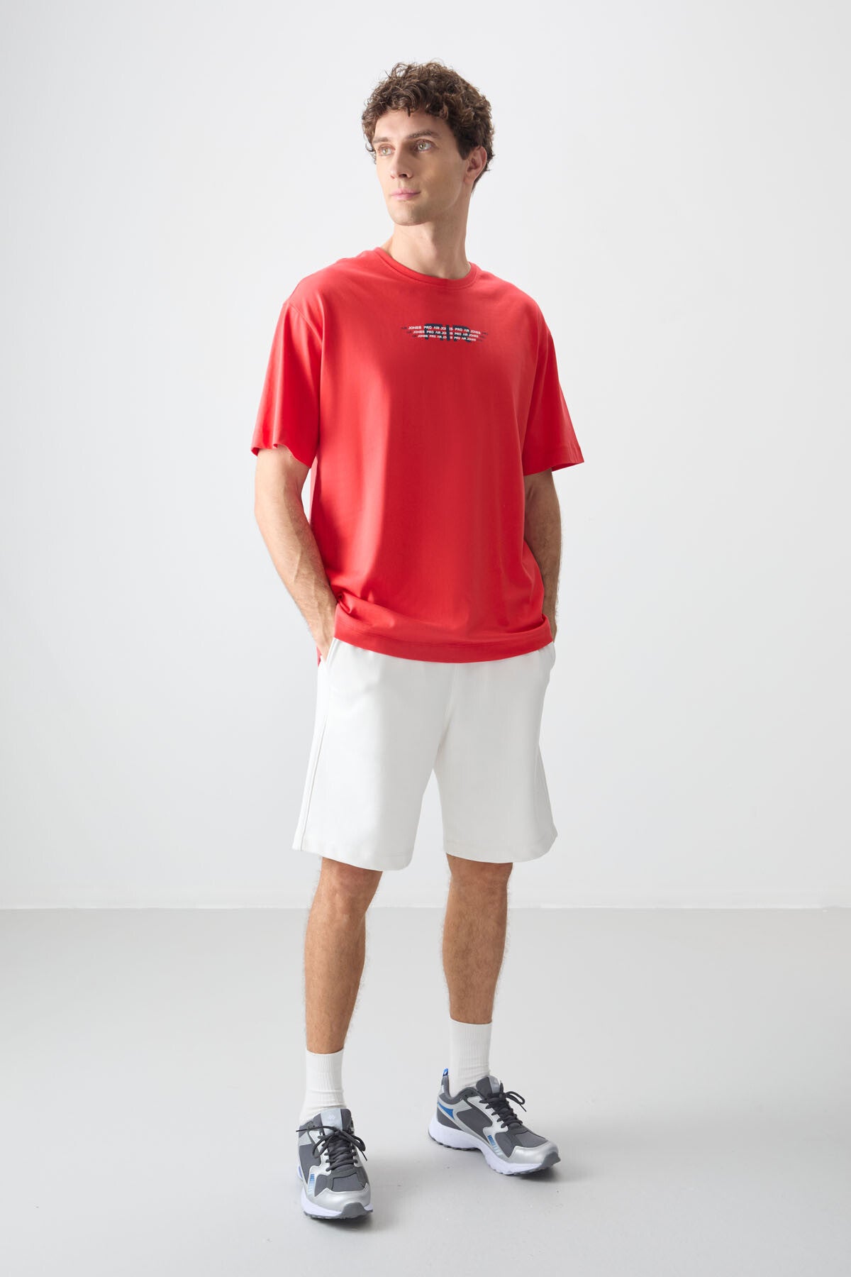 Image of Fiesta %100 Pamuk Kalın Yumuşak Dokulu Oversize Fit Baskılı Erkek T-Shirt - 88356