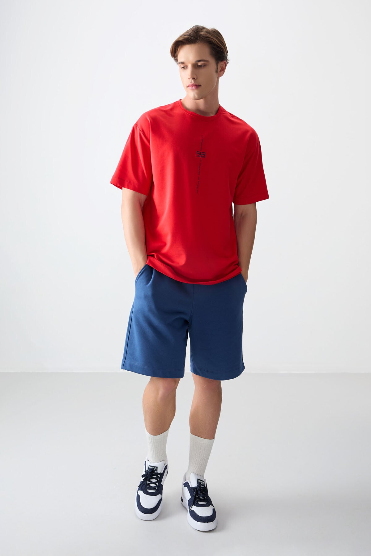 Image of Fiesta Pamuklu Kalın Yumuşak Dokulu Oversize Fit Baskılı Erkek T-Shirt - 88373