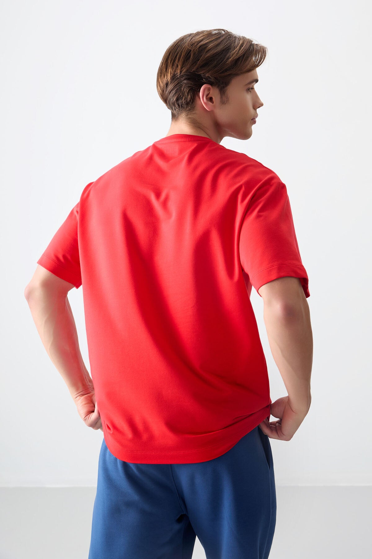Image of Fiesta Pamuklu Kalın Yumuşak Dokulu Oversize Fit Baskılı Erkek T-Shirt - 88373