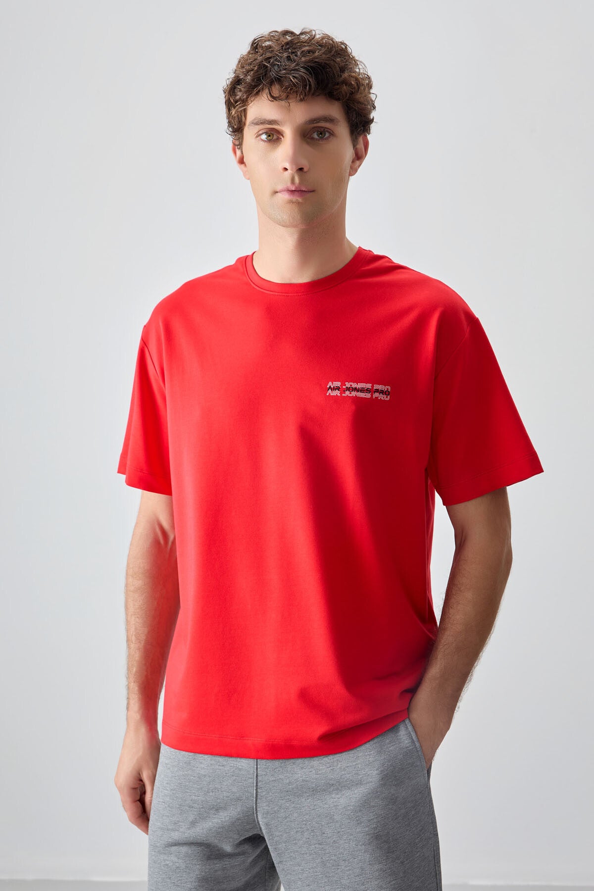 Image of Fiesta Pamuklu Kalın Yumuşak Dokulu Oversize Fit Baskılı Erkek T-Shirt - 88375