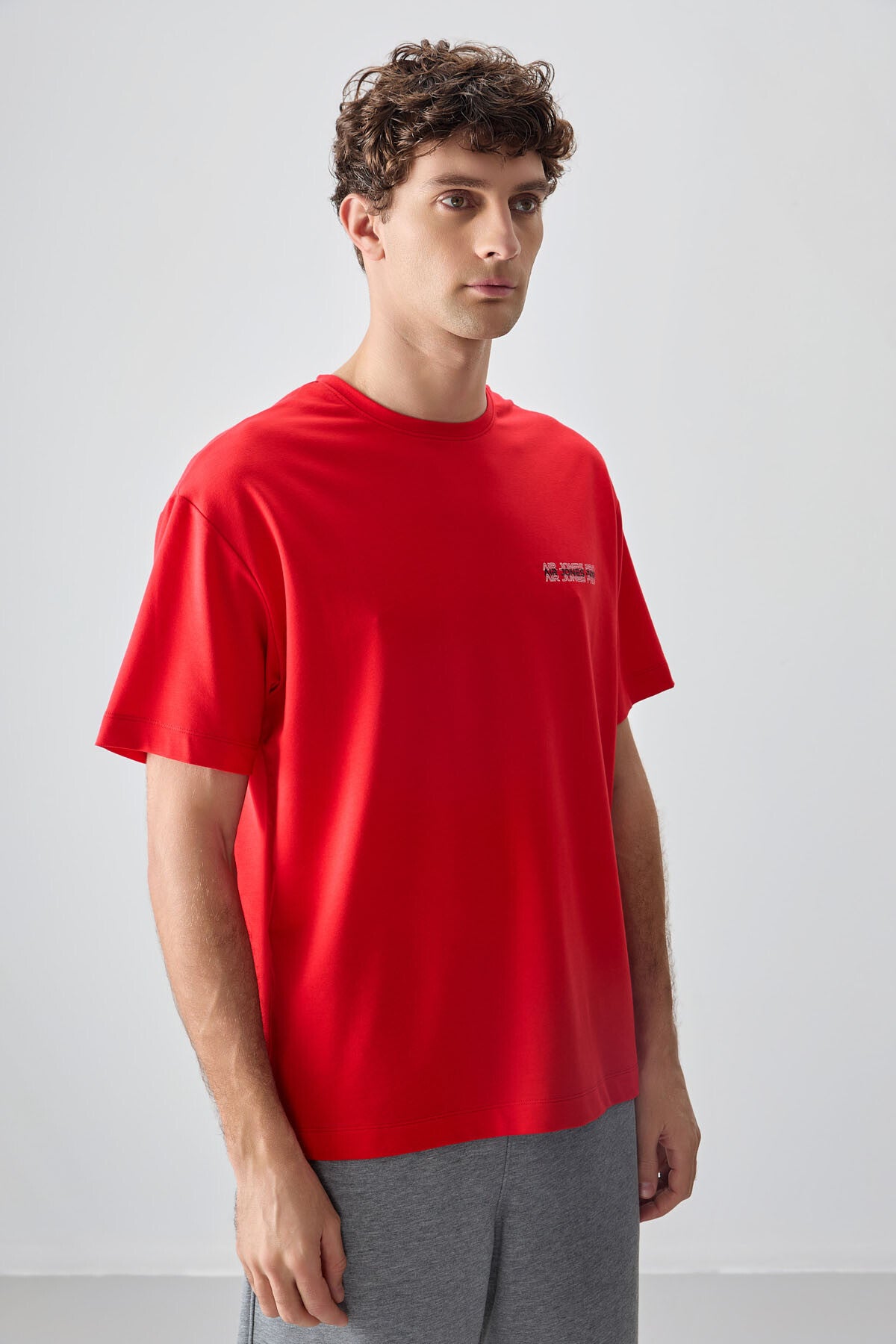Image of Fiesta Pamuklu Kalın Yumuşak Dokulu Oversize Fit Baskılı Erkek T-Shirt - 88375