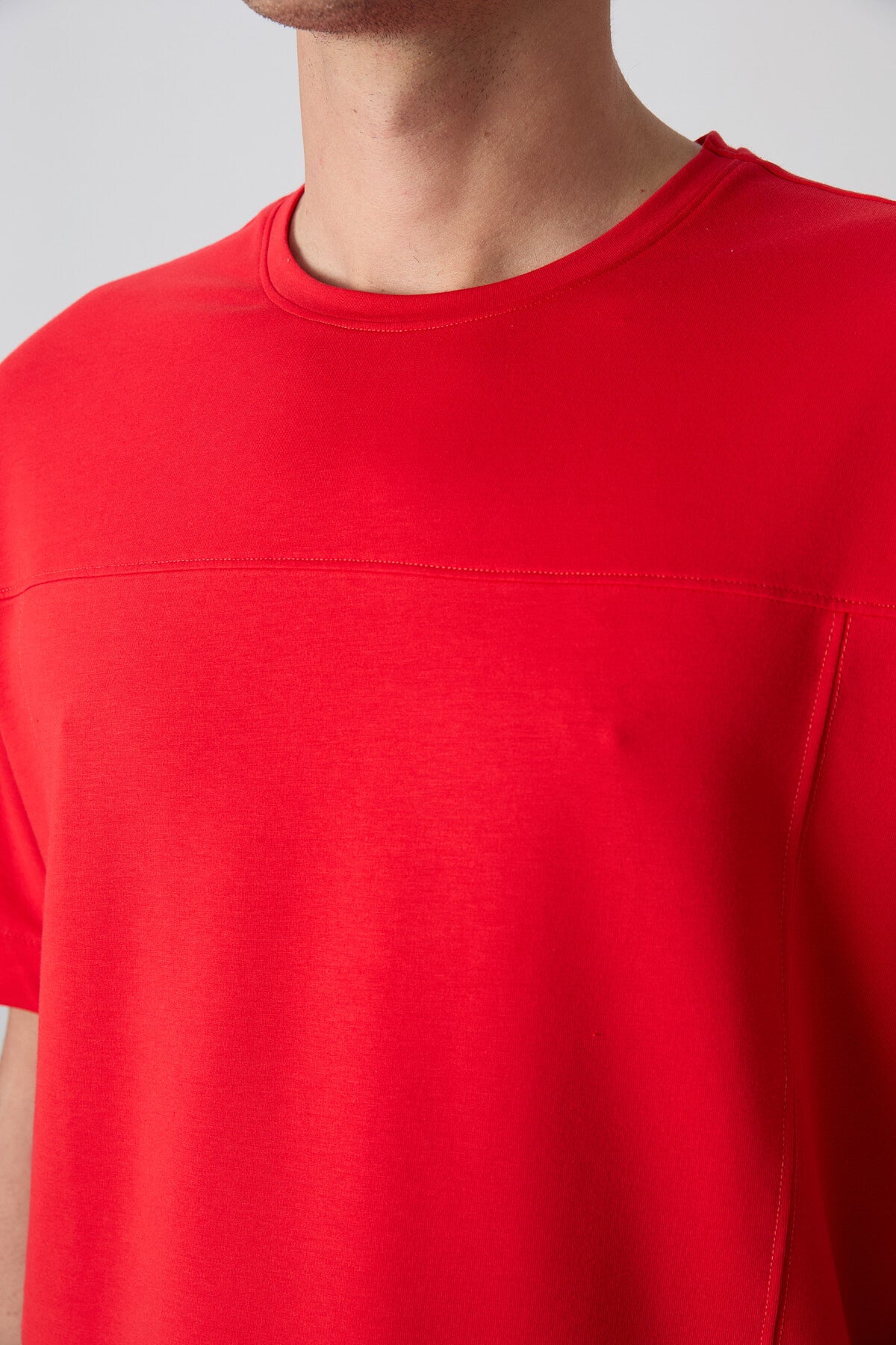 Image of Fiesta Pamuklu Kalın Yumuşak Dokulu Oversize Fit Basic Erkek T-Shirt - 88349