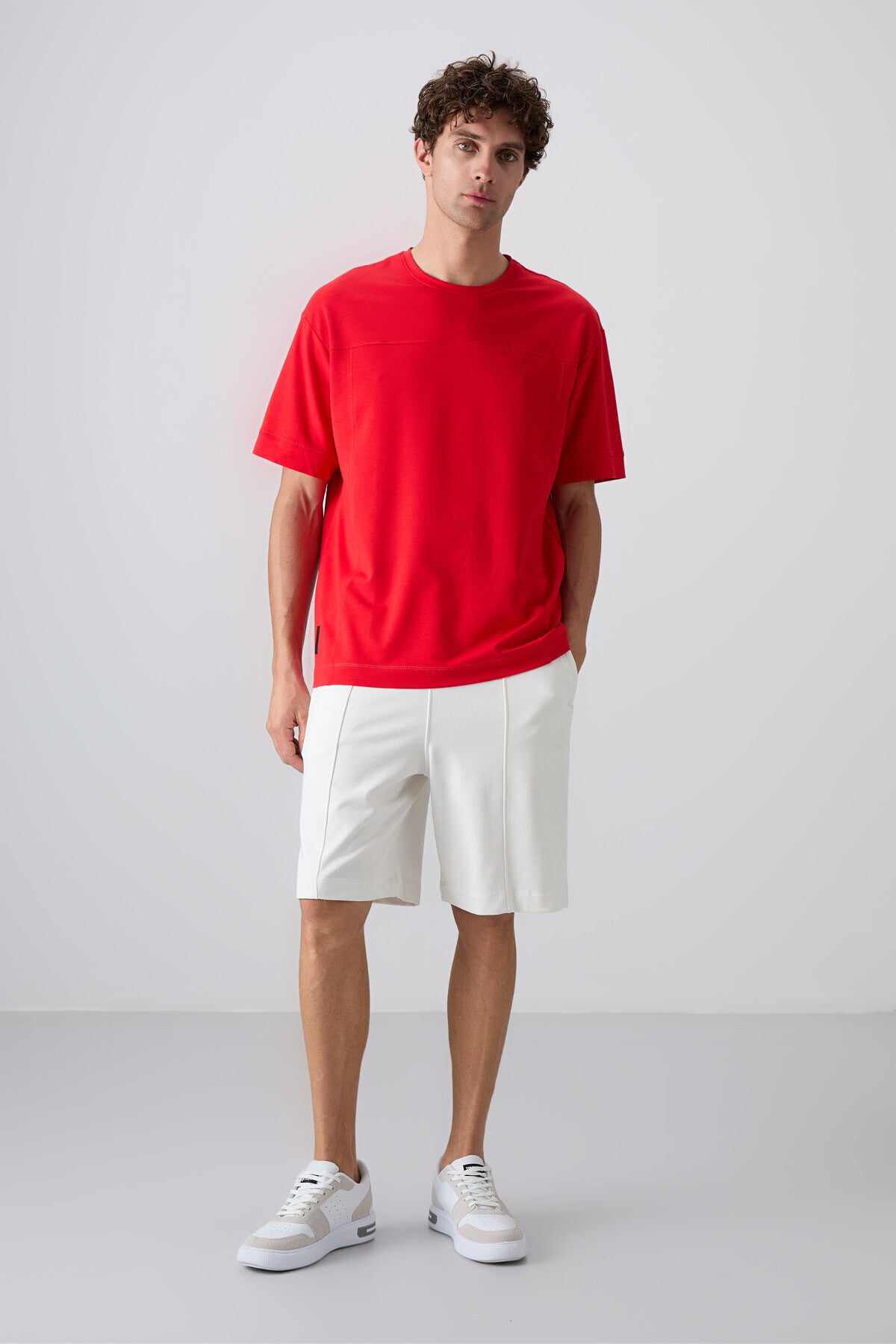 Image of Fiesta Pamuklu Kalın Yumuşak Dokulu Oversize Fit Basic Erkek T-Shirt - 88349