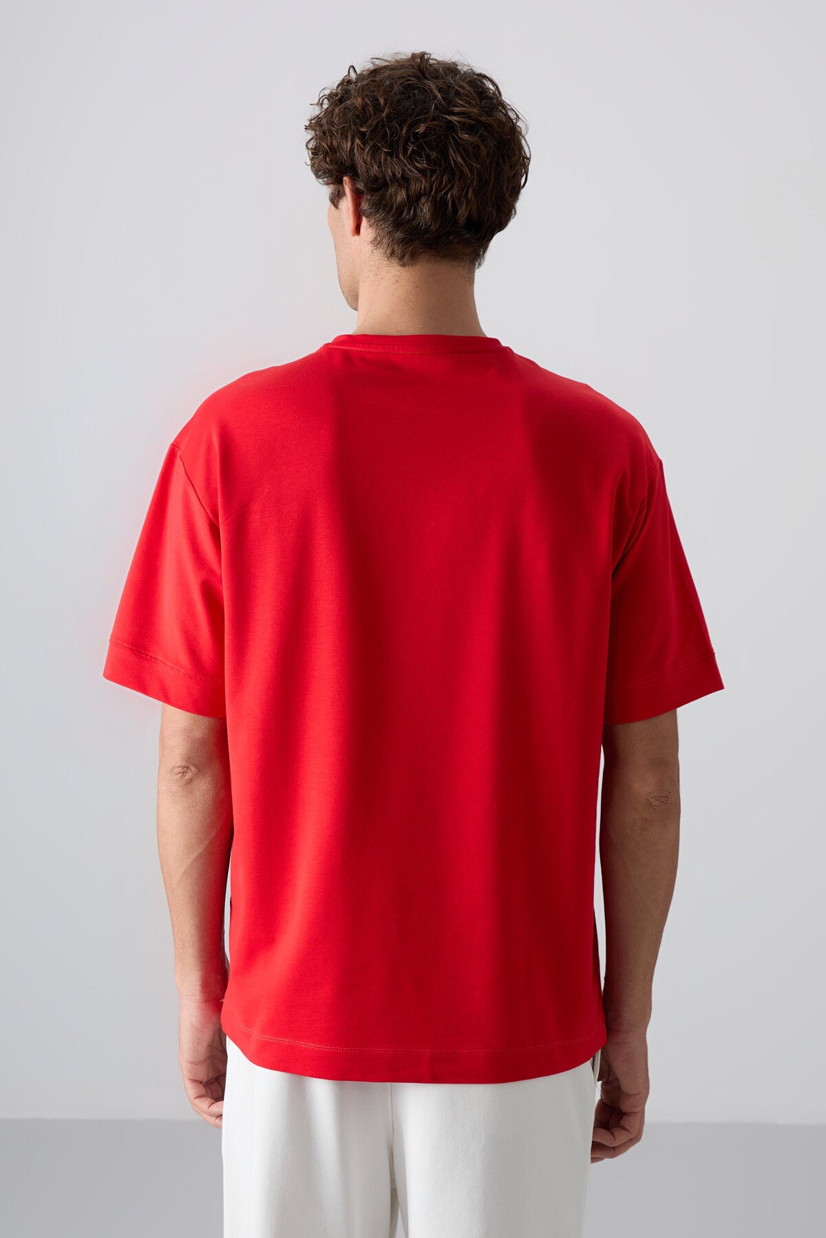 Image of Fiesta Pamuklu Kalın Yumuşak Dokulu Oversize Fit Basic Erkek T-Shirt - 88349