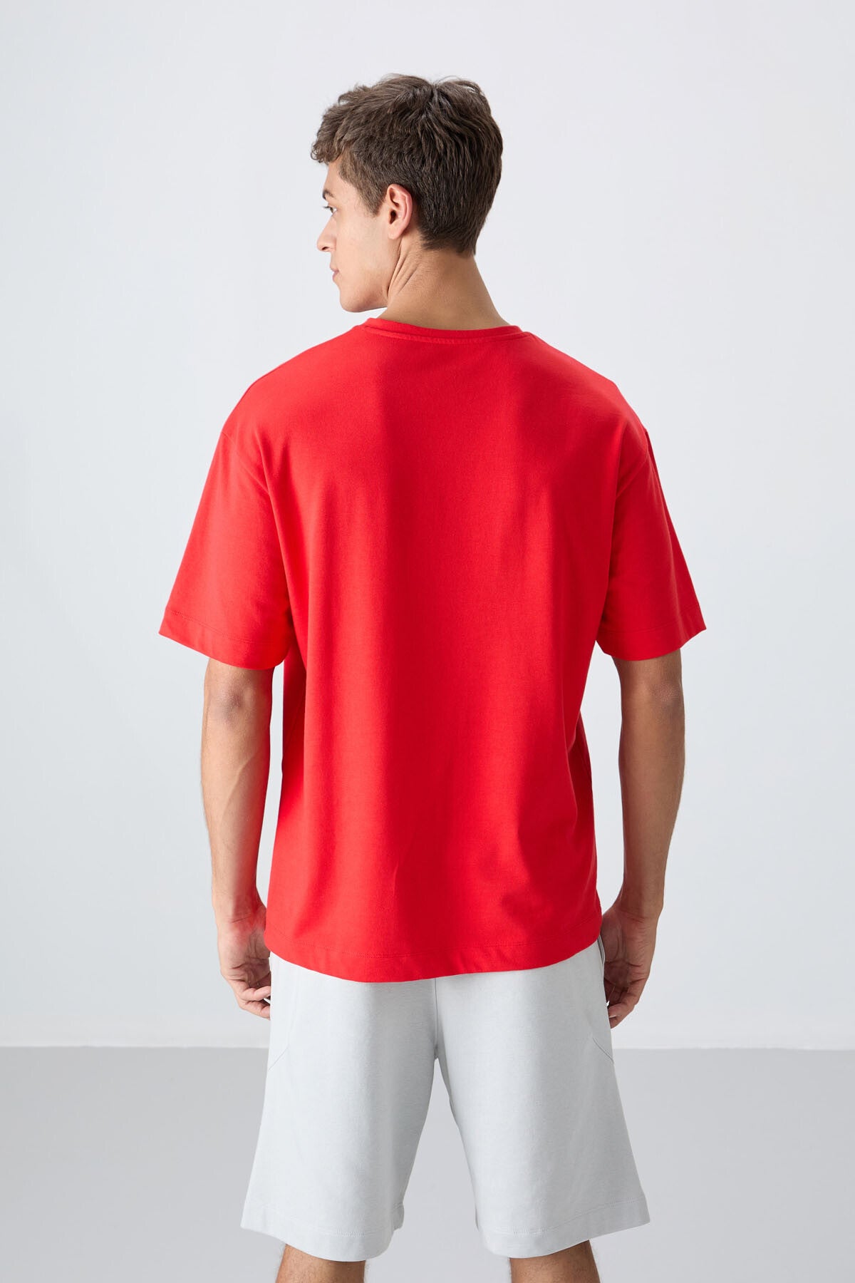 Image of Fiesta Pamuklu Kalın Yumuşak Dokulu Oversize Fit Baskılı Erkek T-Shirt - 88331