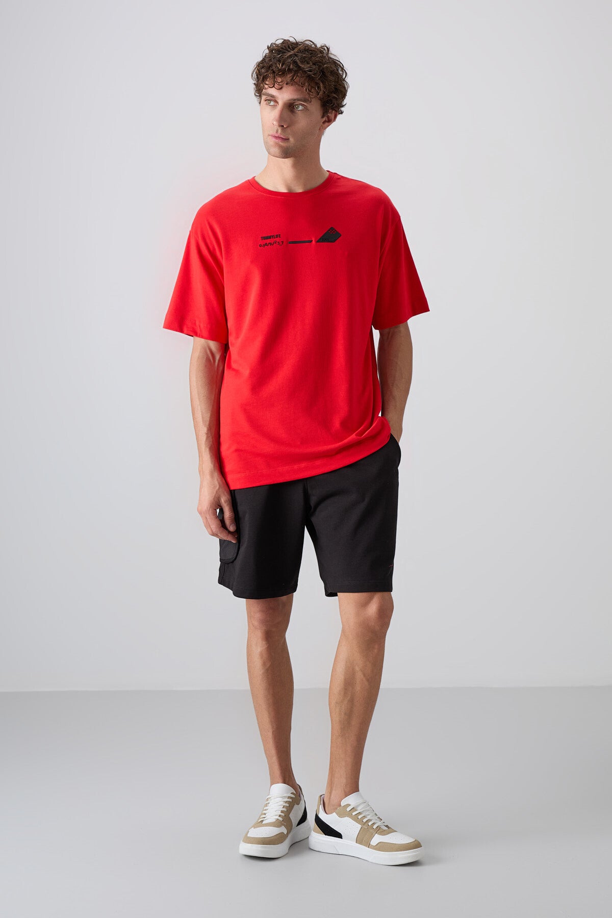 Image of Fiesta Pamuklu Kalın Yumuşak Dokulu Oversize Fit Baskılı Erkek T-Shirt - 88330