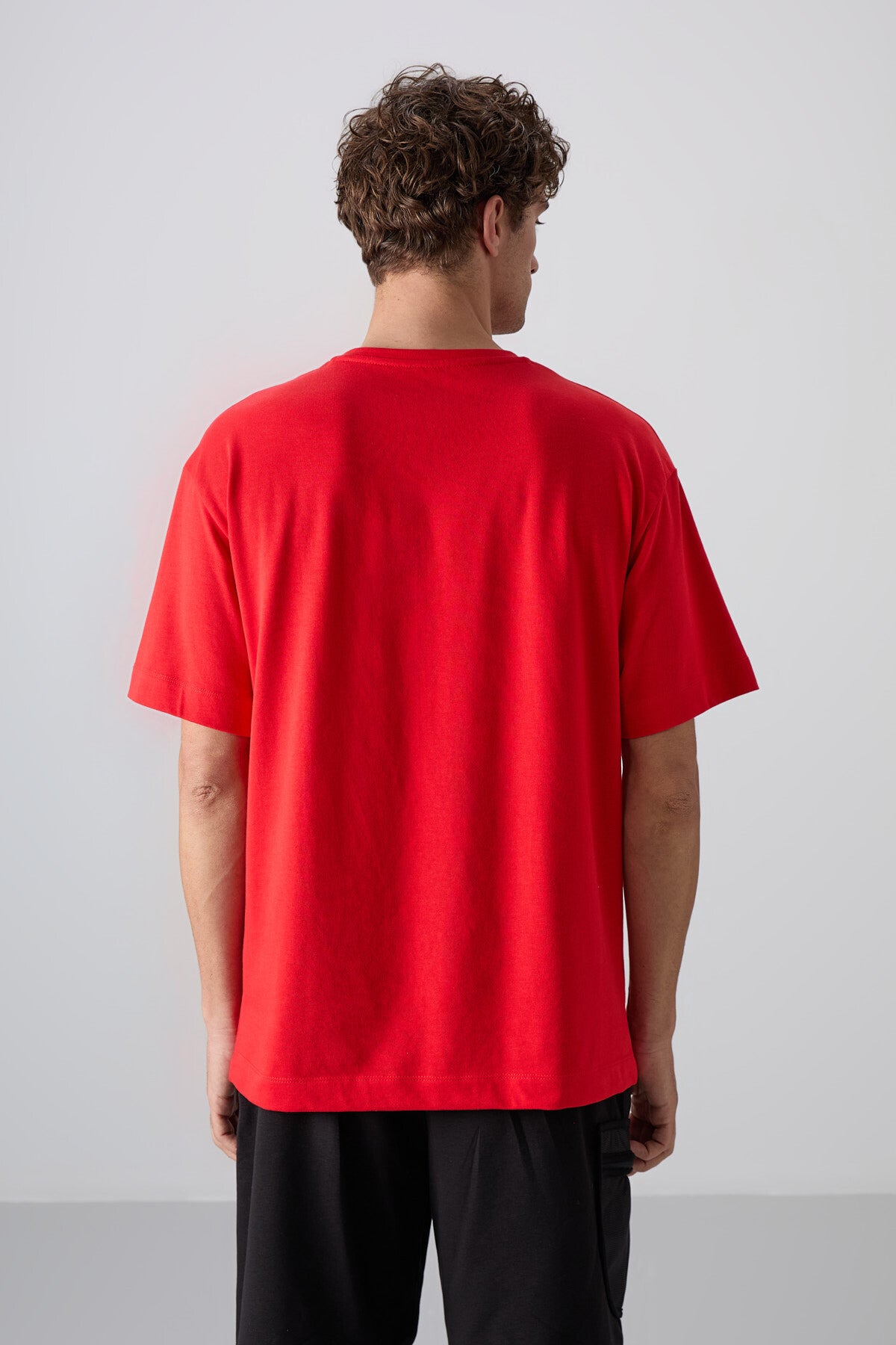 Image of Fiesta Pamuklu Kalın Yumuşak Dokulu Oversize Fit Baskılı Erkek T-Shirt - 88330