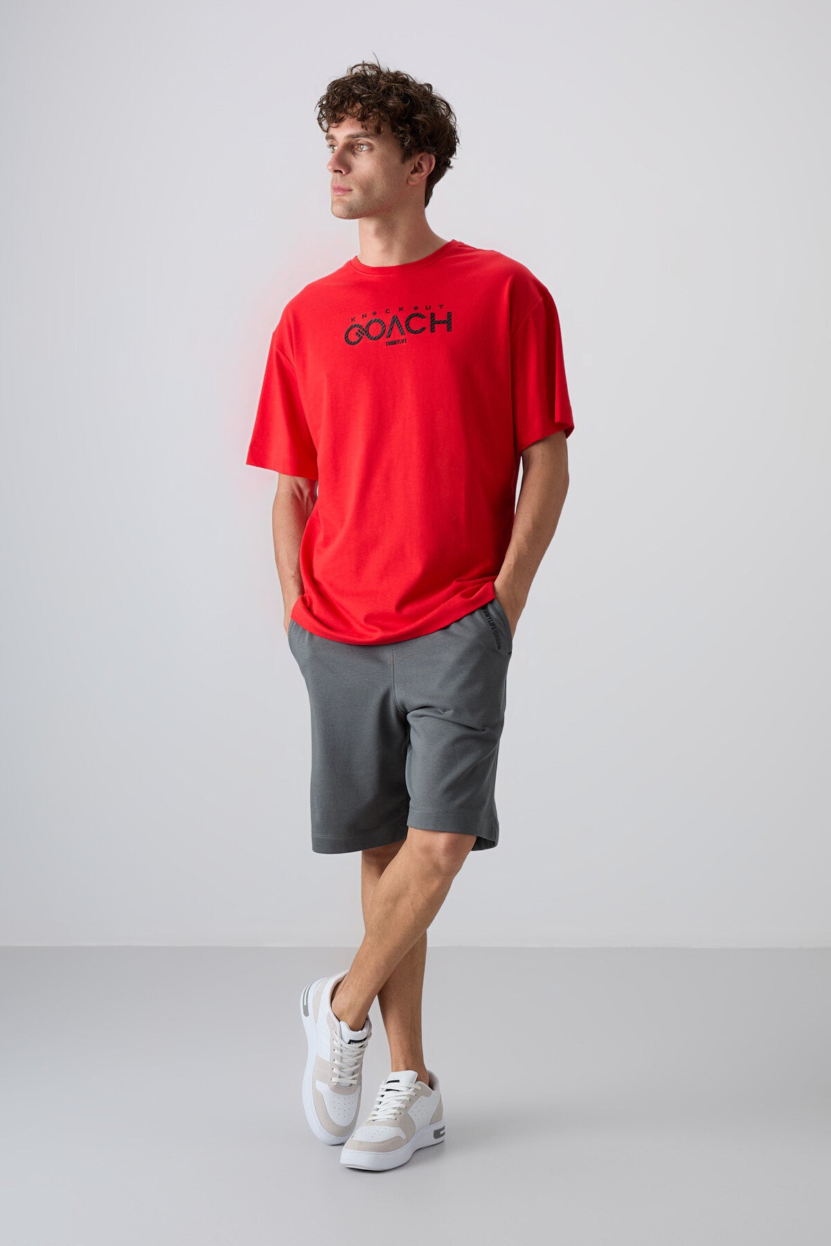 Image of Fiesta Pamuklu Kalın Yumuşak Dokulu Oversize Fit Baskılı Erkek T-Shirt - 88329