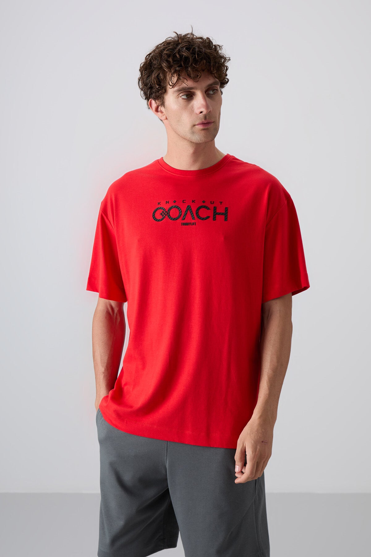 Image of Fiesta Pamuklu Kalın Yumuşak Dokulu Oversize Fit Baskılı Erkek T-Shirt - 88329