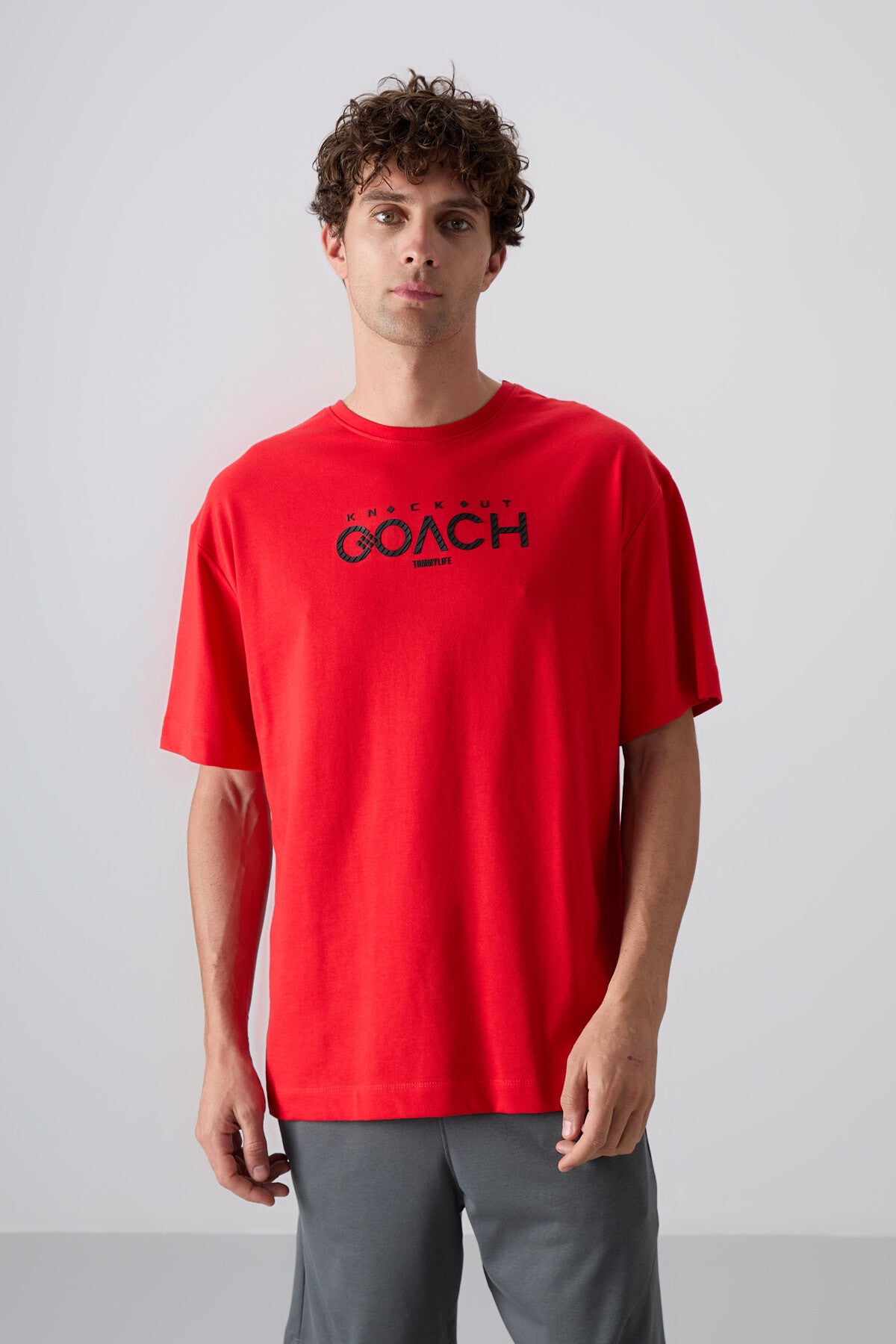 Image of Fiesta Pamuklu Kalın Yumuşak Dokulu Oversize Fit Baskılı Erkek T-Shirt - 88329