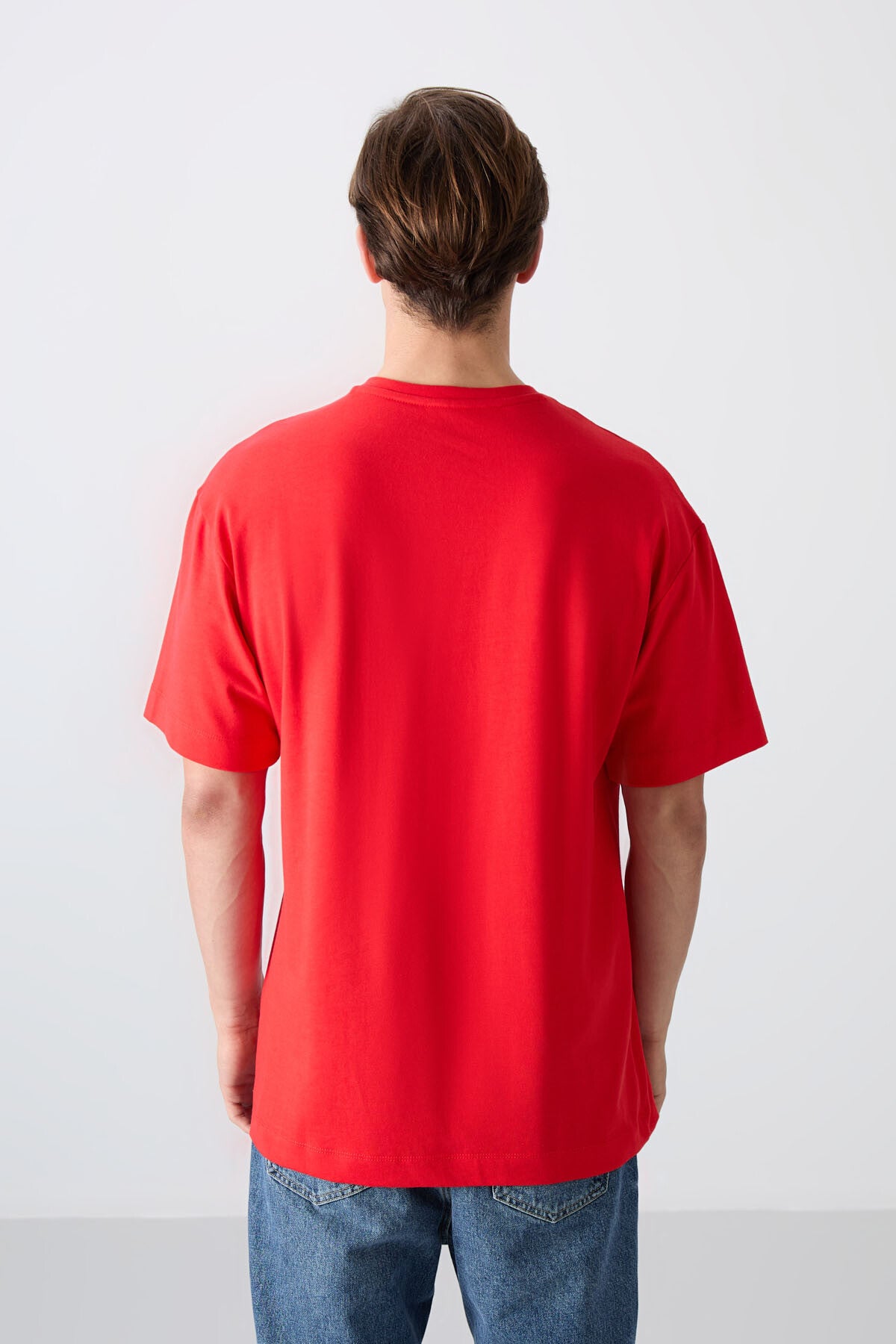 Image of Fiesta Pamuklu Kalın Yumuşak Dokulu Oversize Fit Baskılı Erkek T-Shirt - 88328